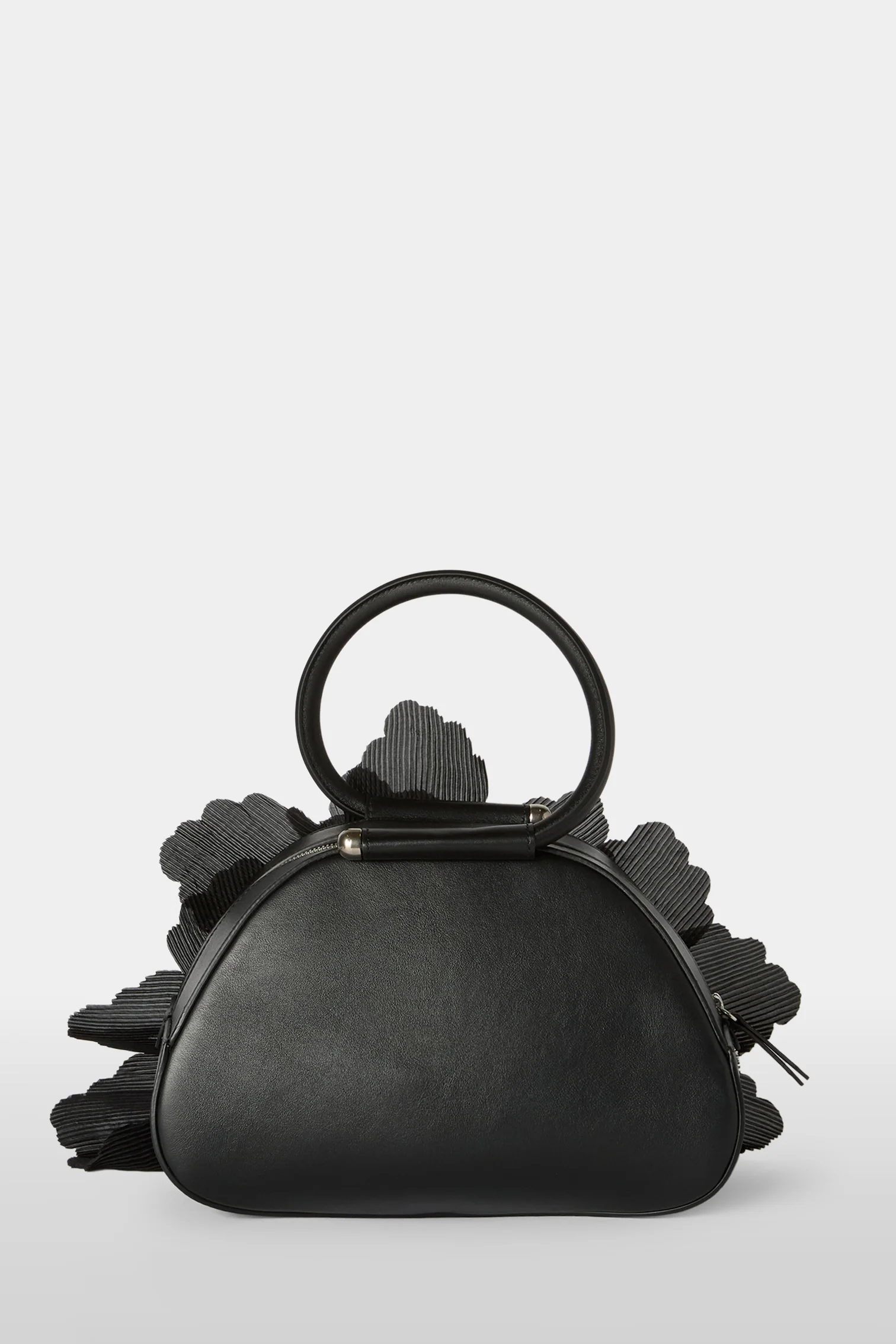 Black Caragol Bag with Plissé Bouquet - Image 3