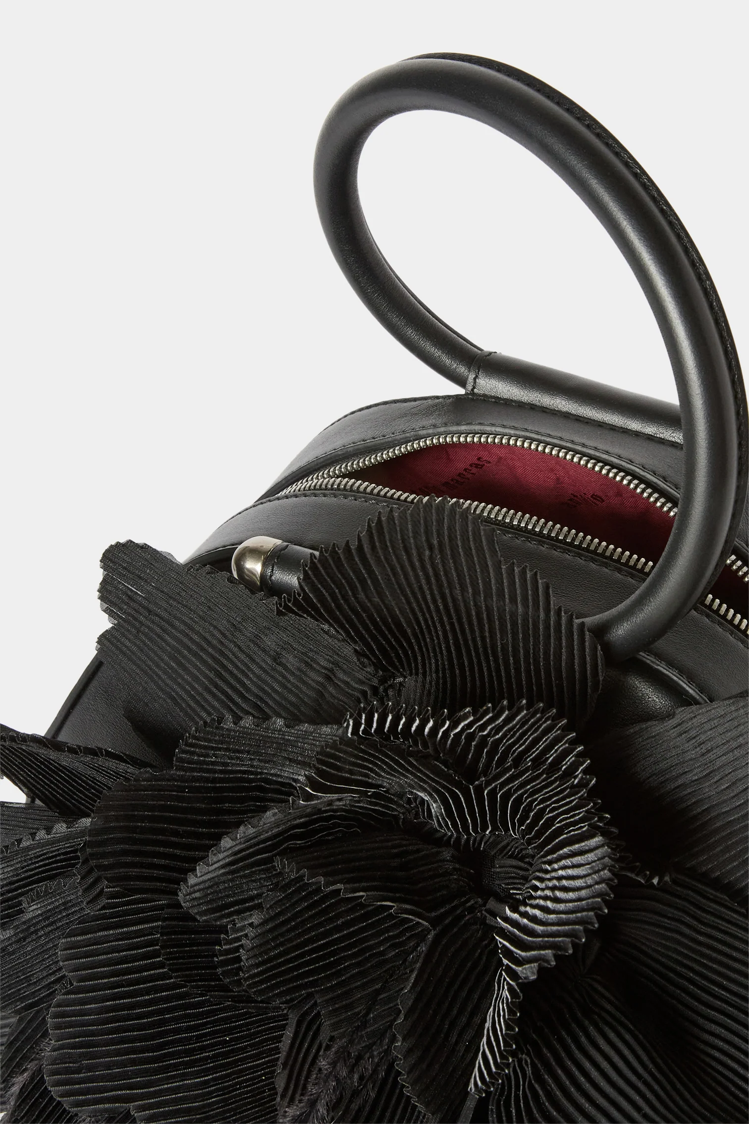 Black Caragol Bag with Plissé Bouquet - Image 4