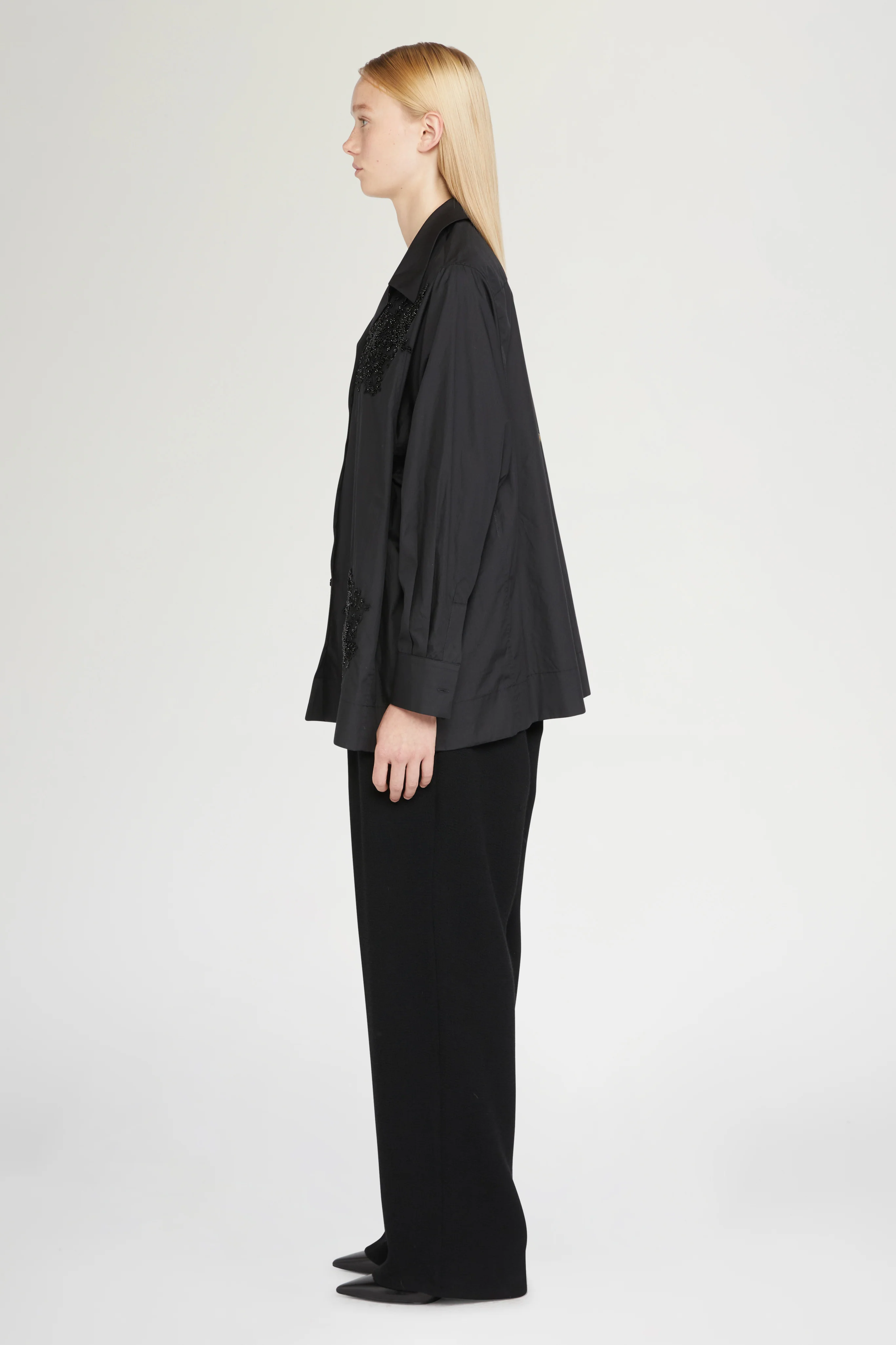 Black Cotton Shirt with Beads - Image 4
