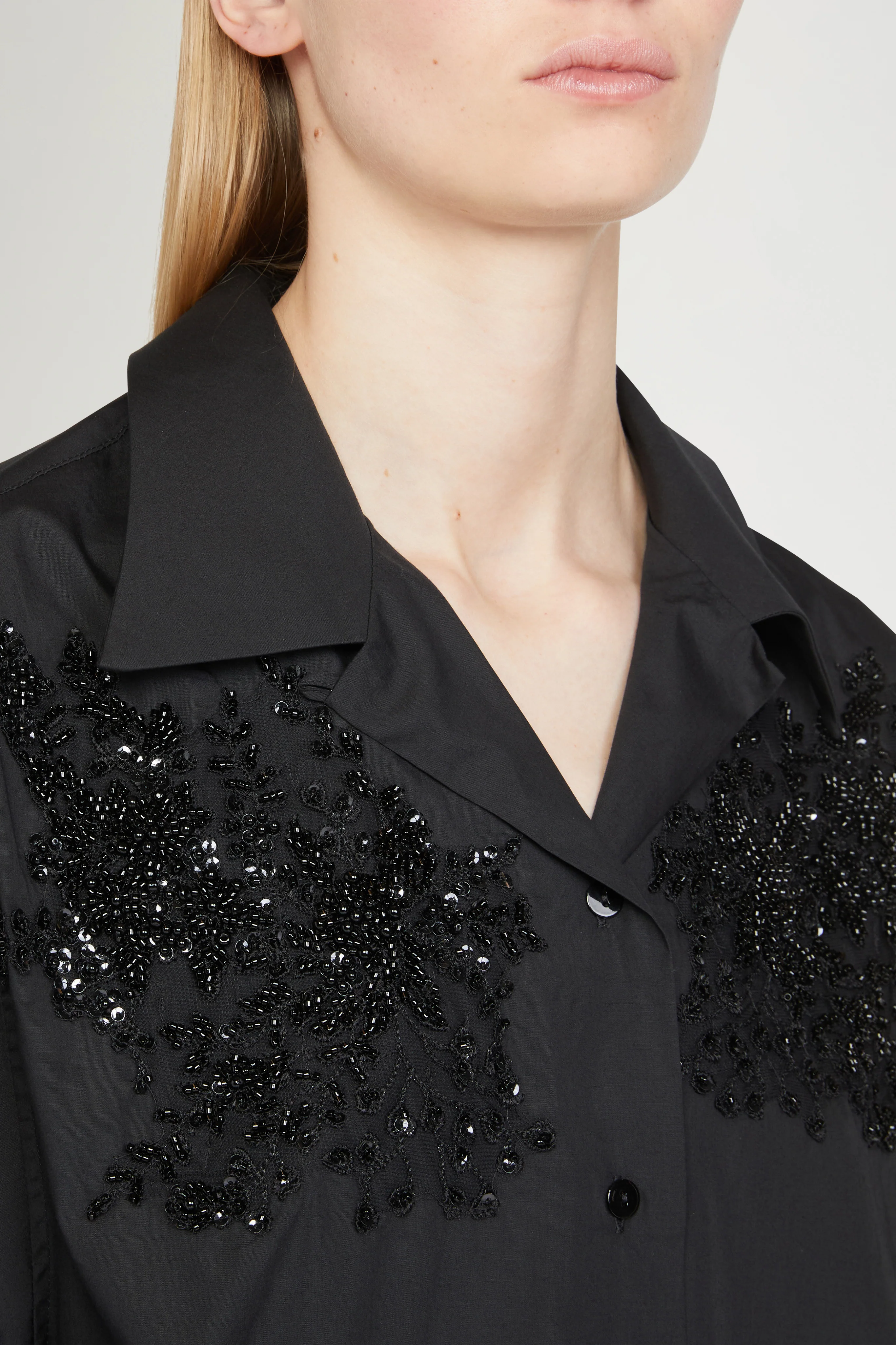 Black Cotton Shirt with Beads - Image 6