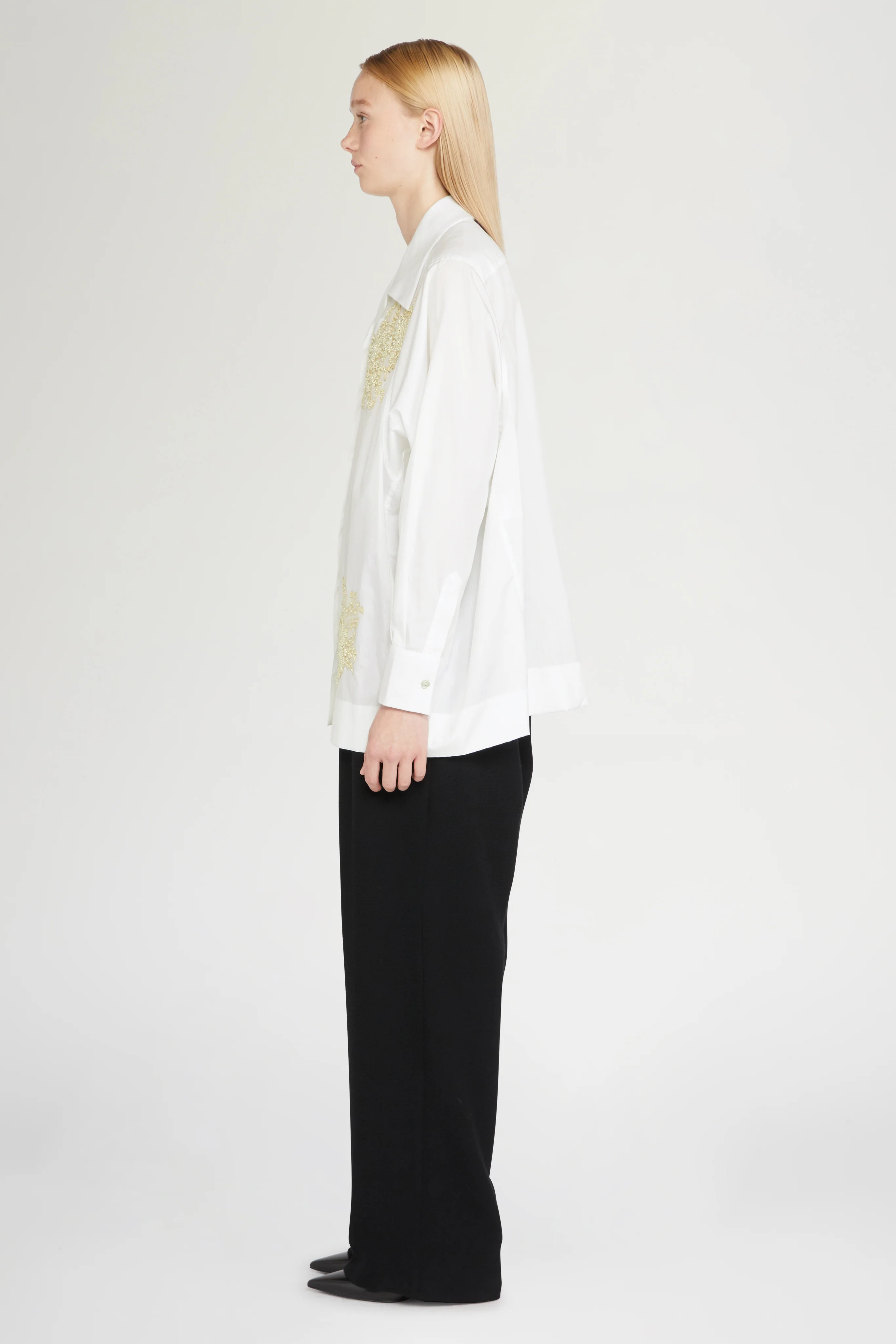 White Cotton Shirt with Beads - Image 4