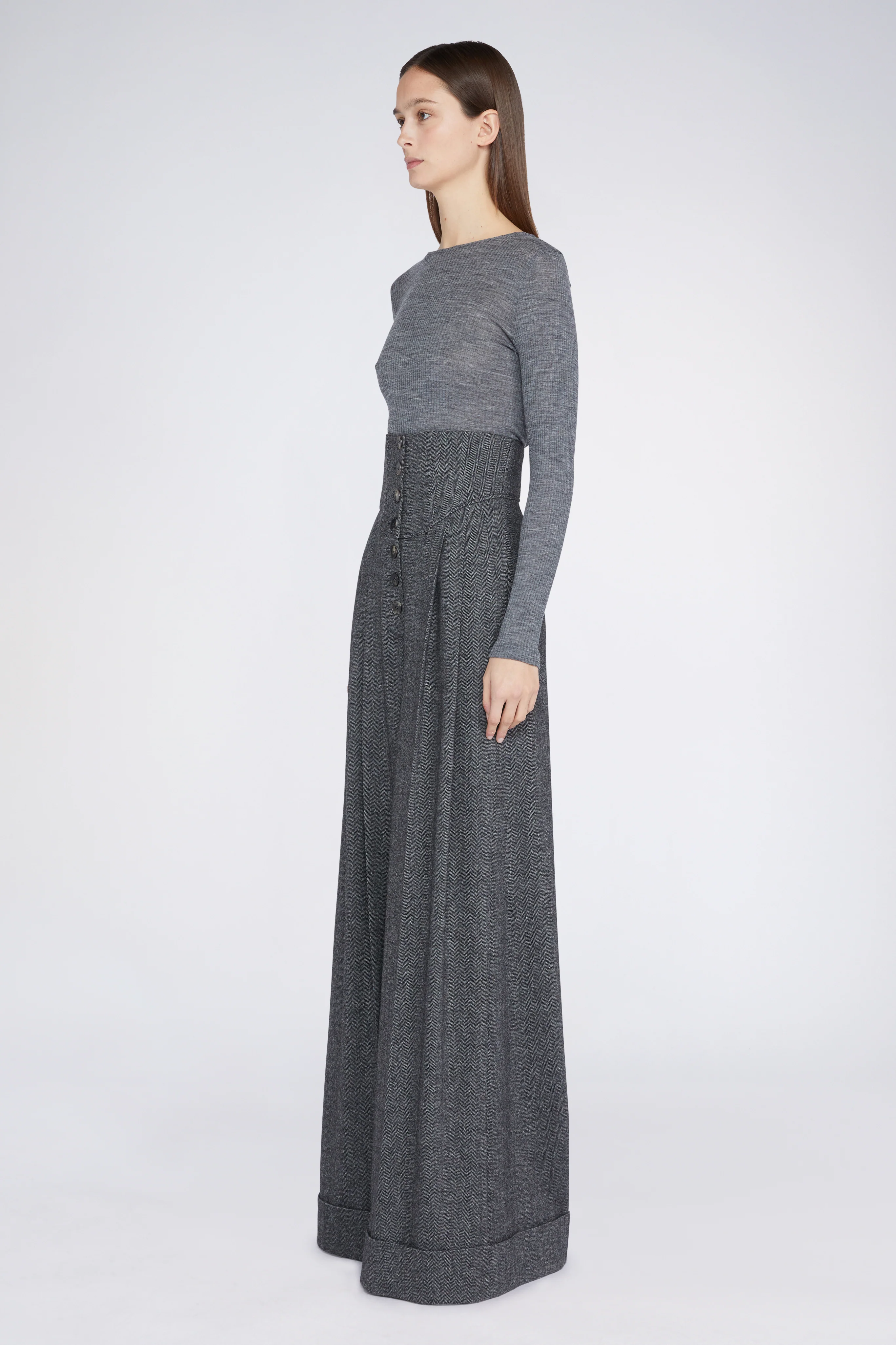 Grey Palazzo Pants with High waist - Image 3