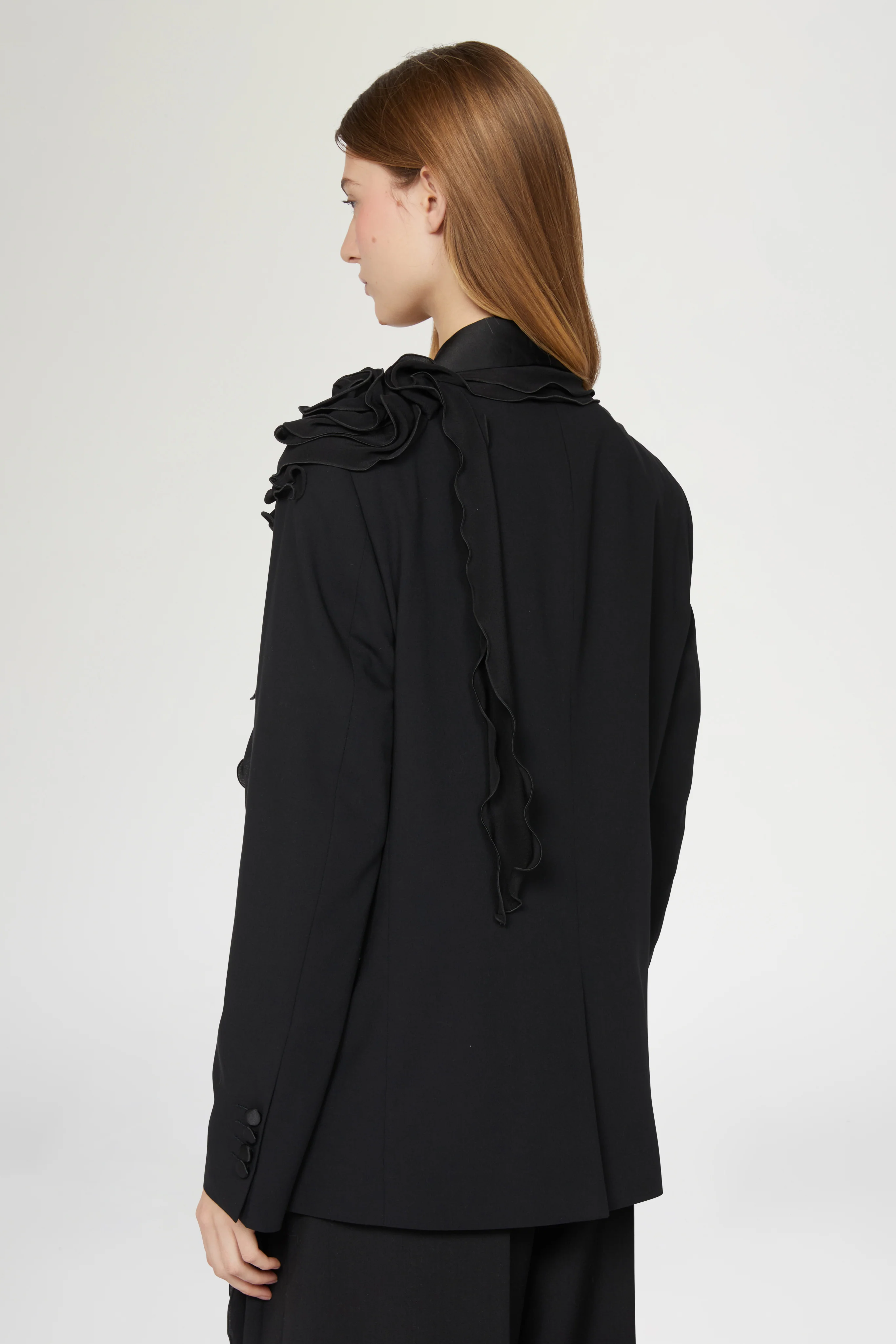 Oversized Tuxedo with Chiffon Ruffles - Image 3