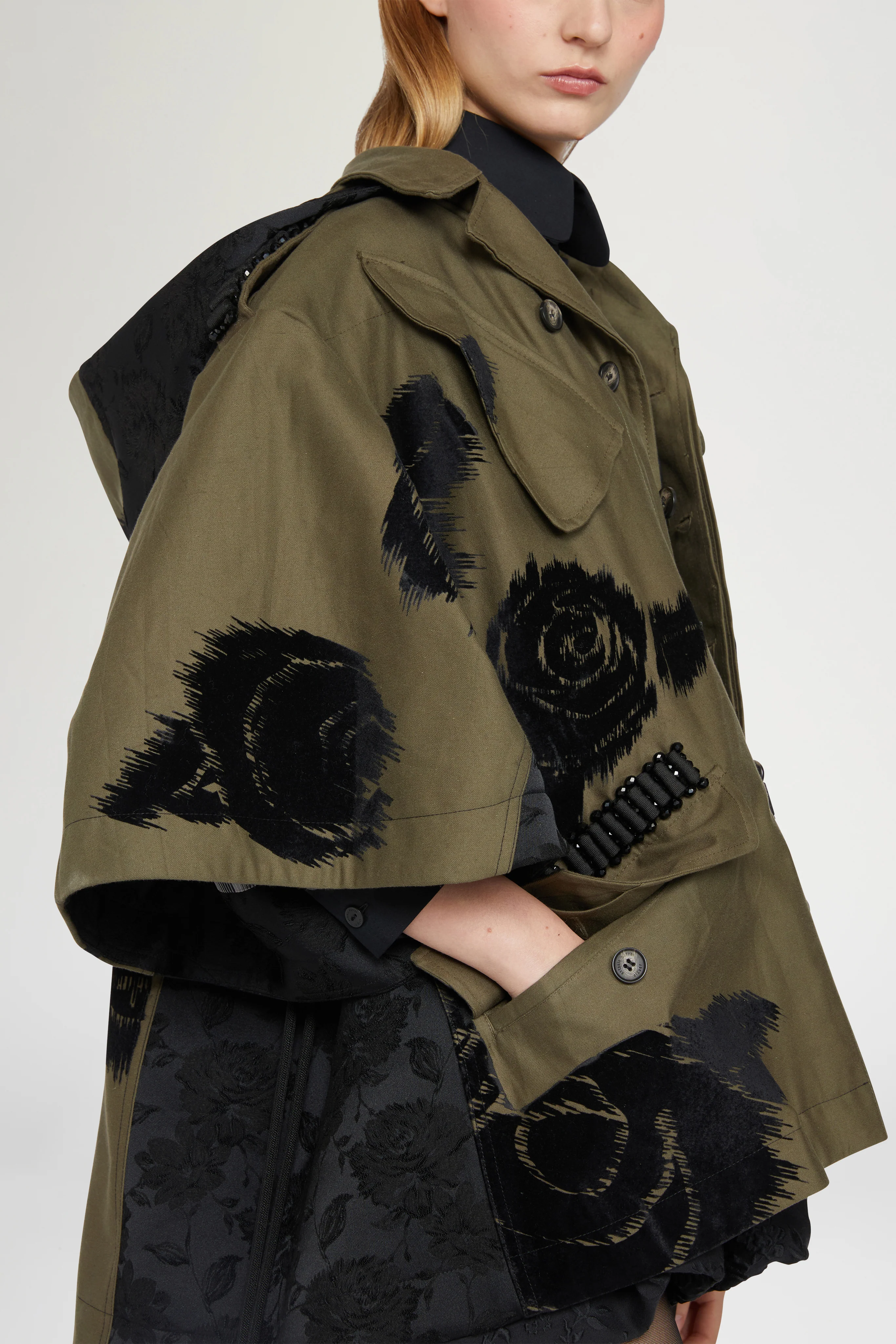 Parka with Floral Velvet Appliqué - Image 4