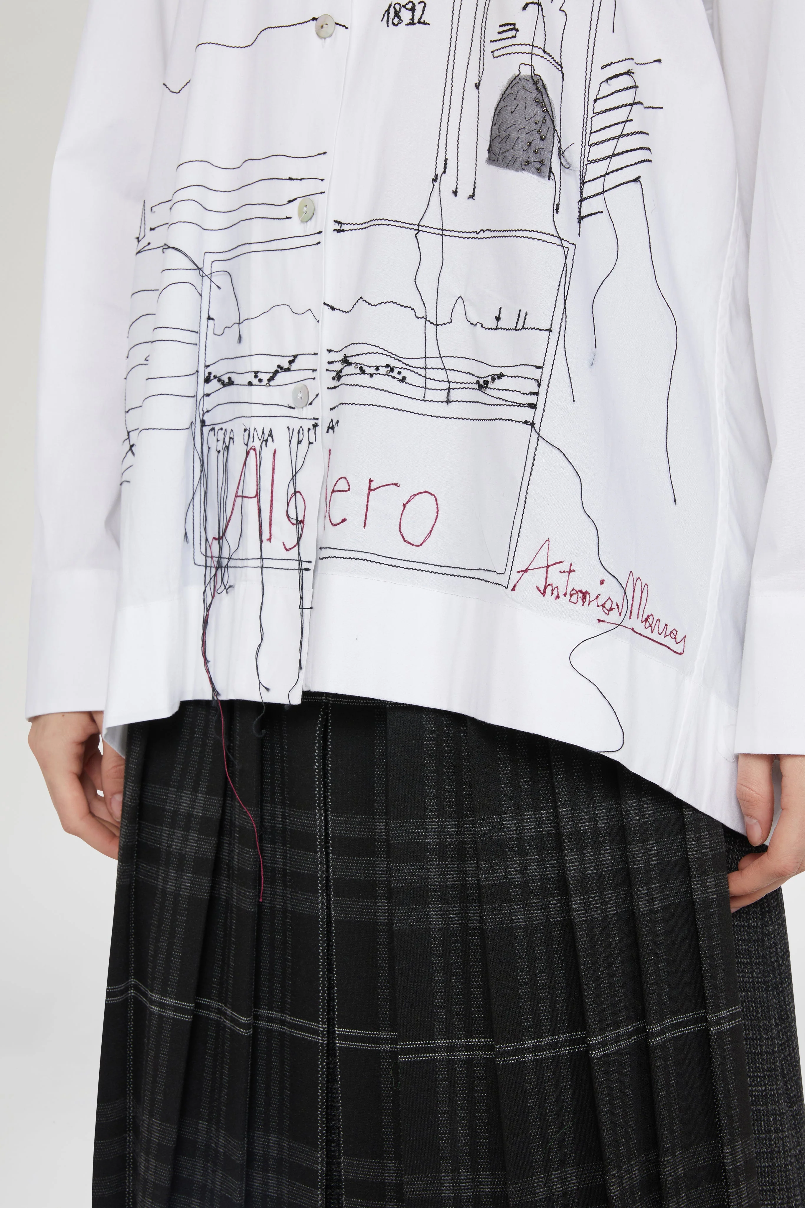 White Cotton Shirt with Alghero Embroidery - Image 4