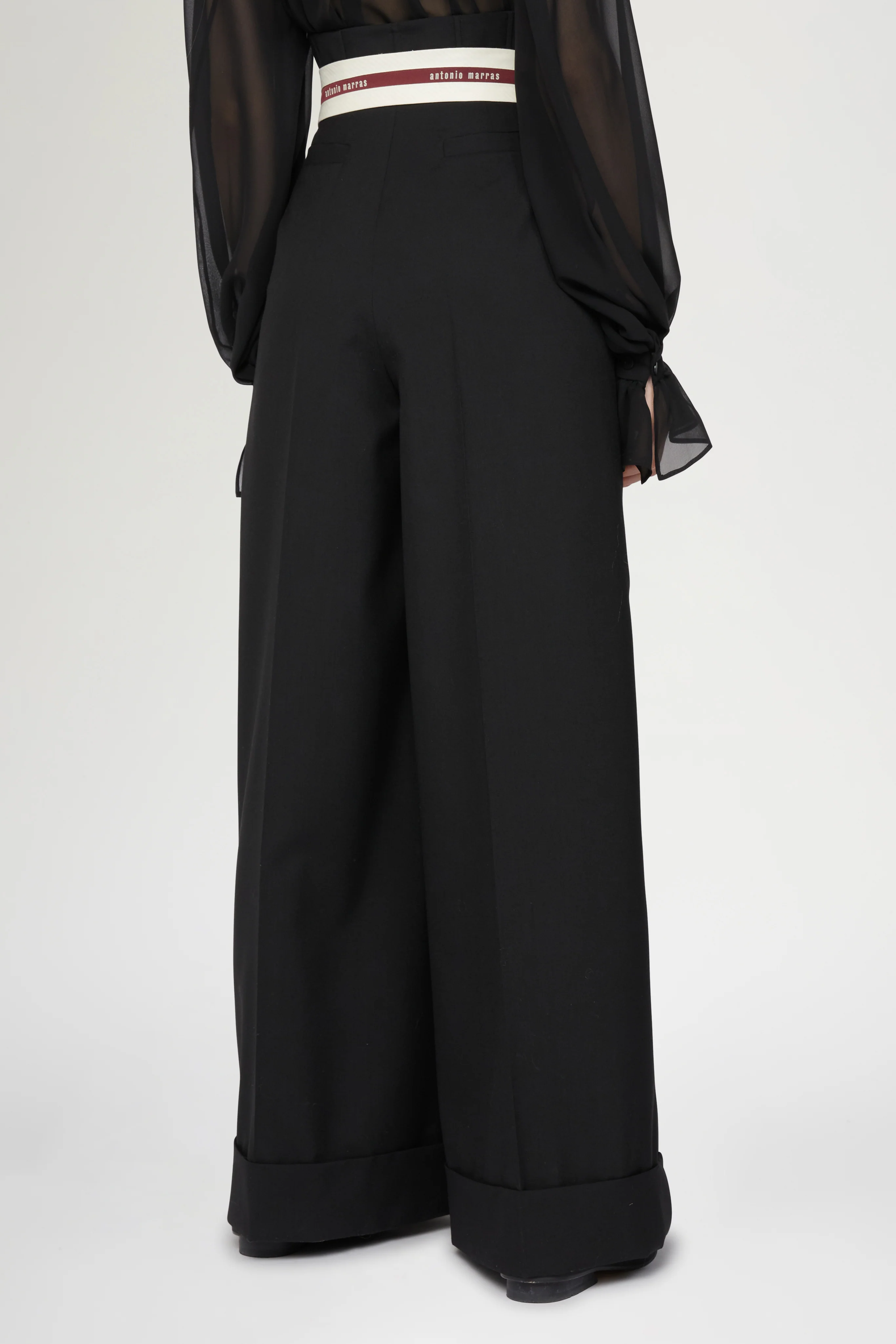 Wide-Leg Pants with Corset-Style Waist - Image 3