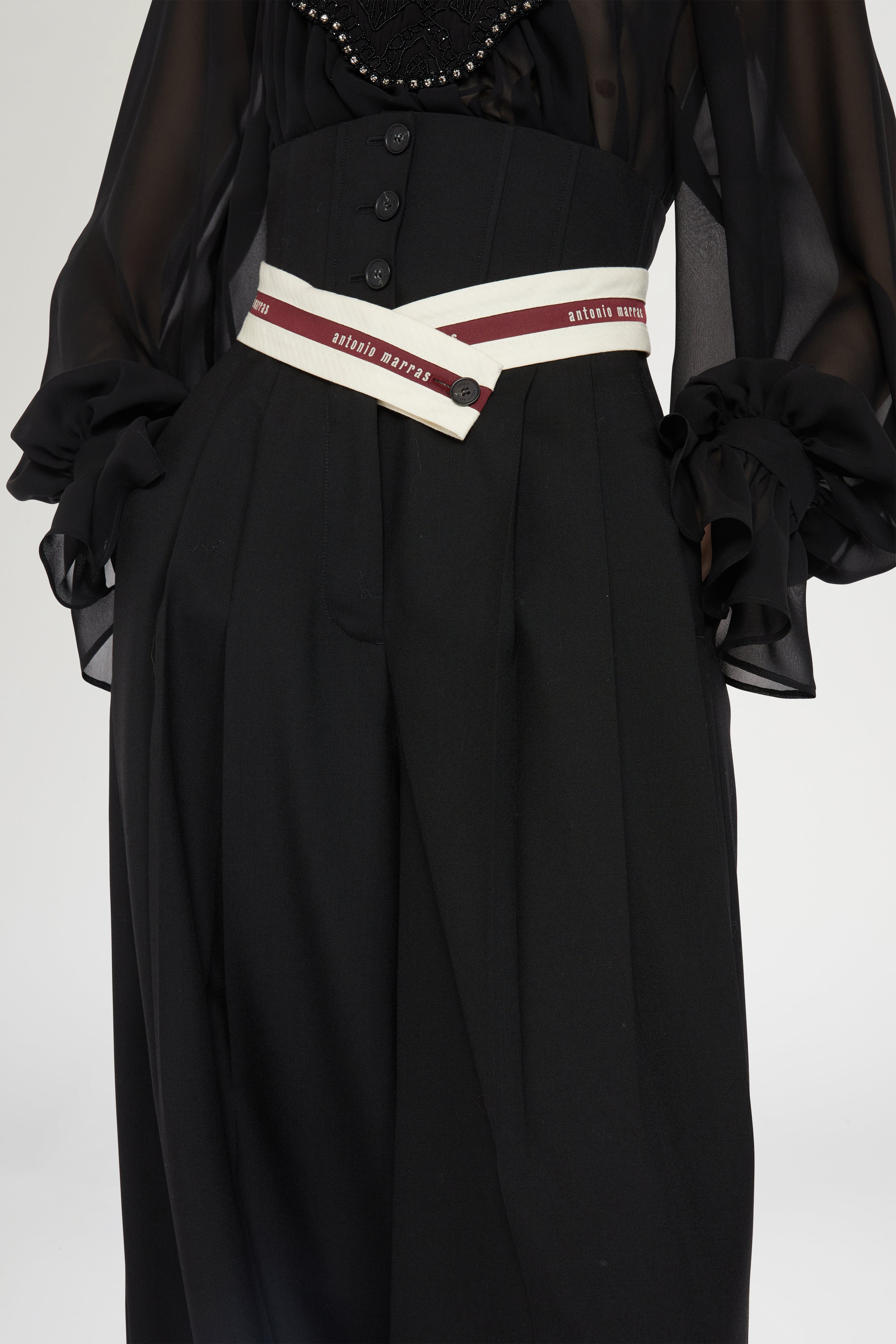 Wide-Leg Pants with Corset-Style Waist - Image 4