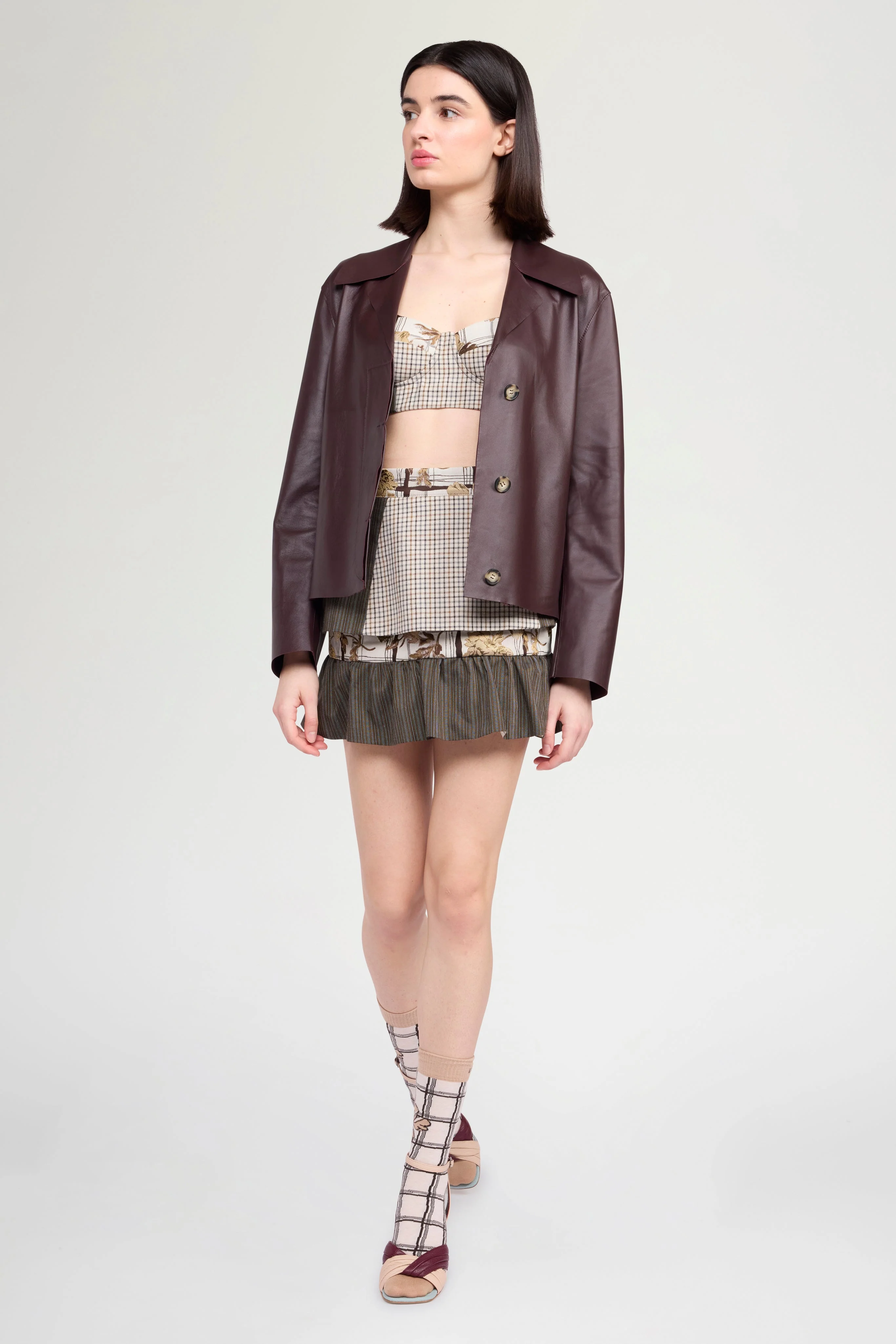 Aubergine Unlined Leather Jacket - Image 2