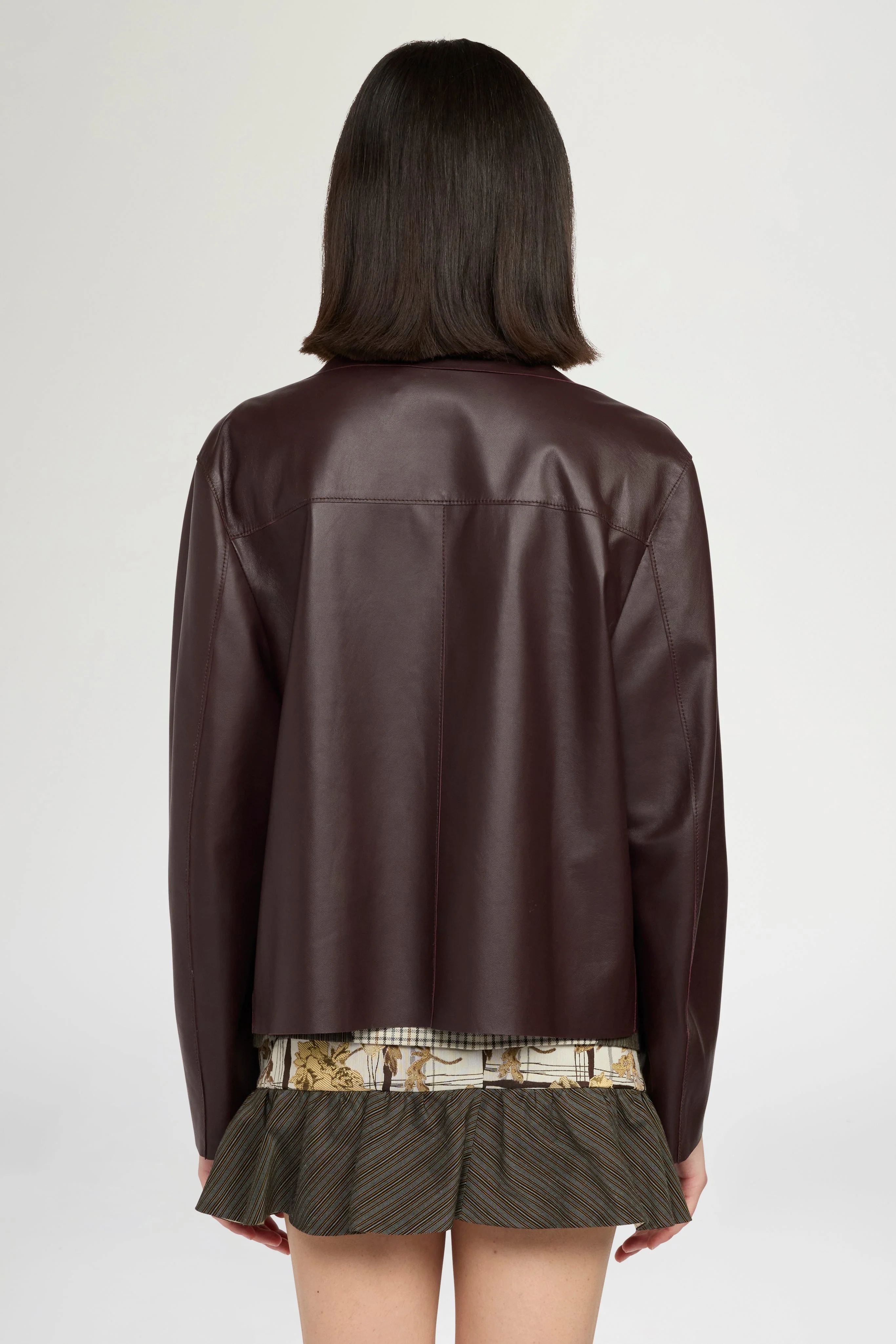 Aubergine Unlined Leather Jacket - Image 3