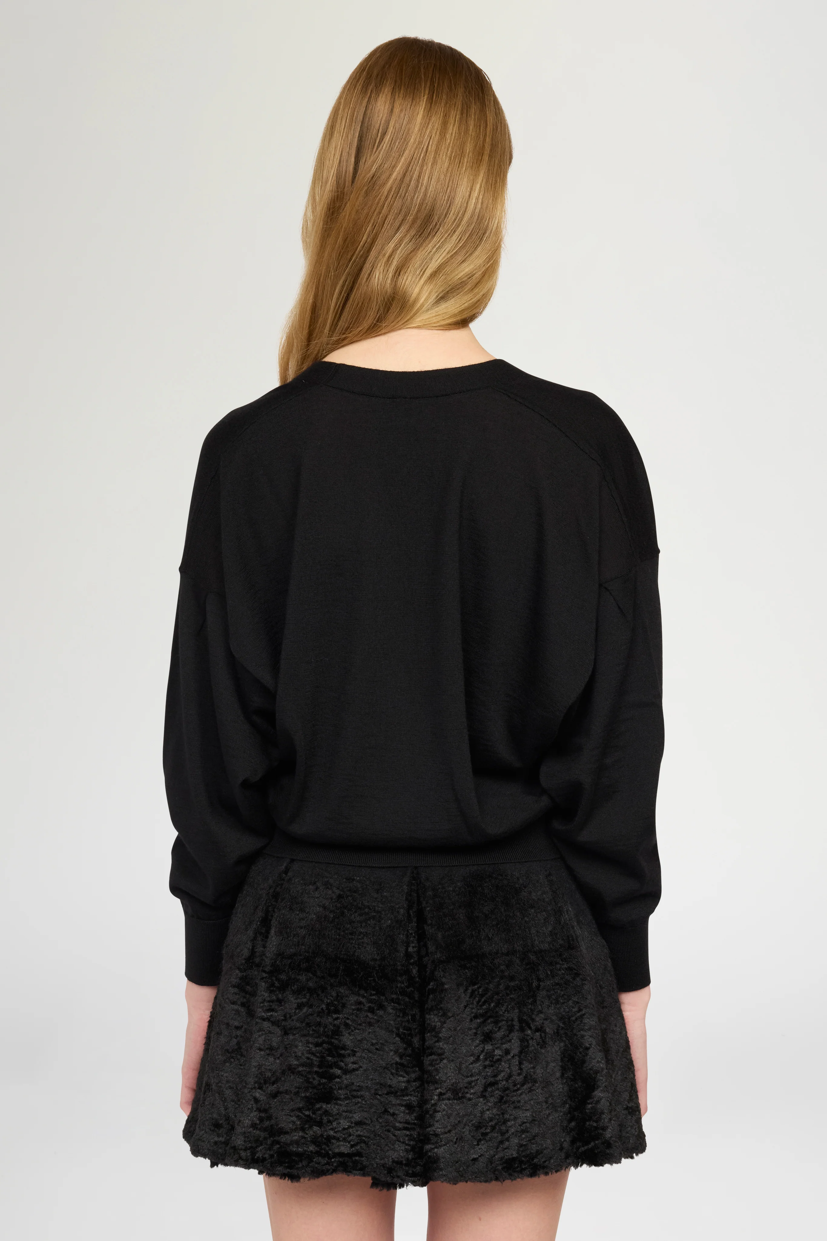 Black Cashmere V-Neck Cardigan - Image 3