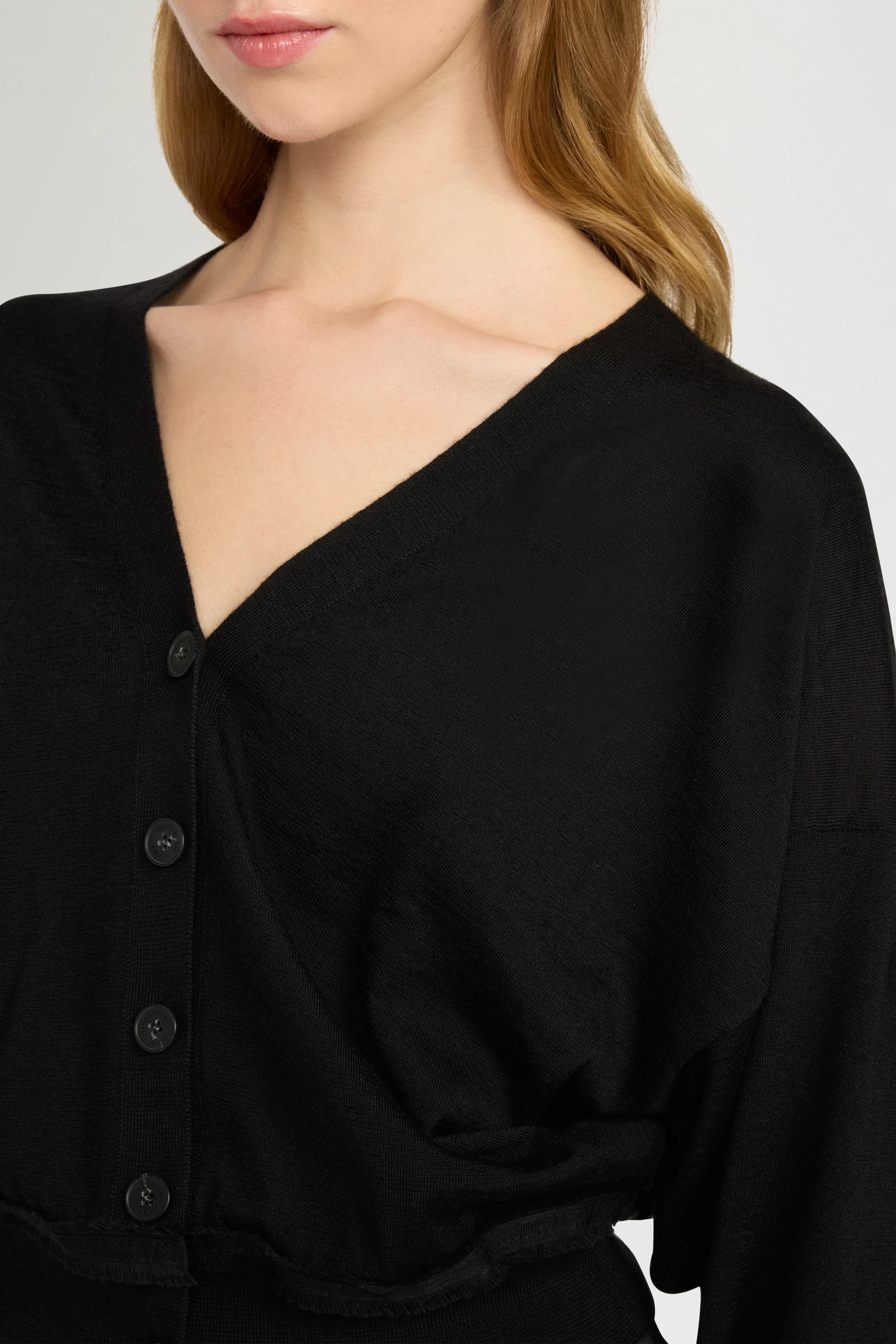 Black Cashmere V-Neck Cardigan - Image 4