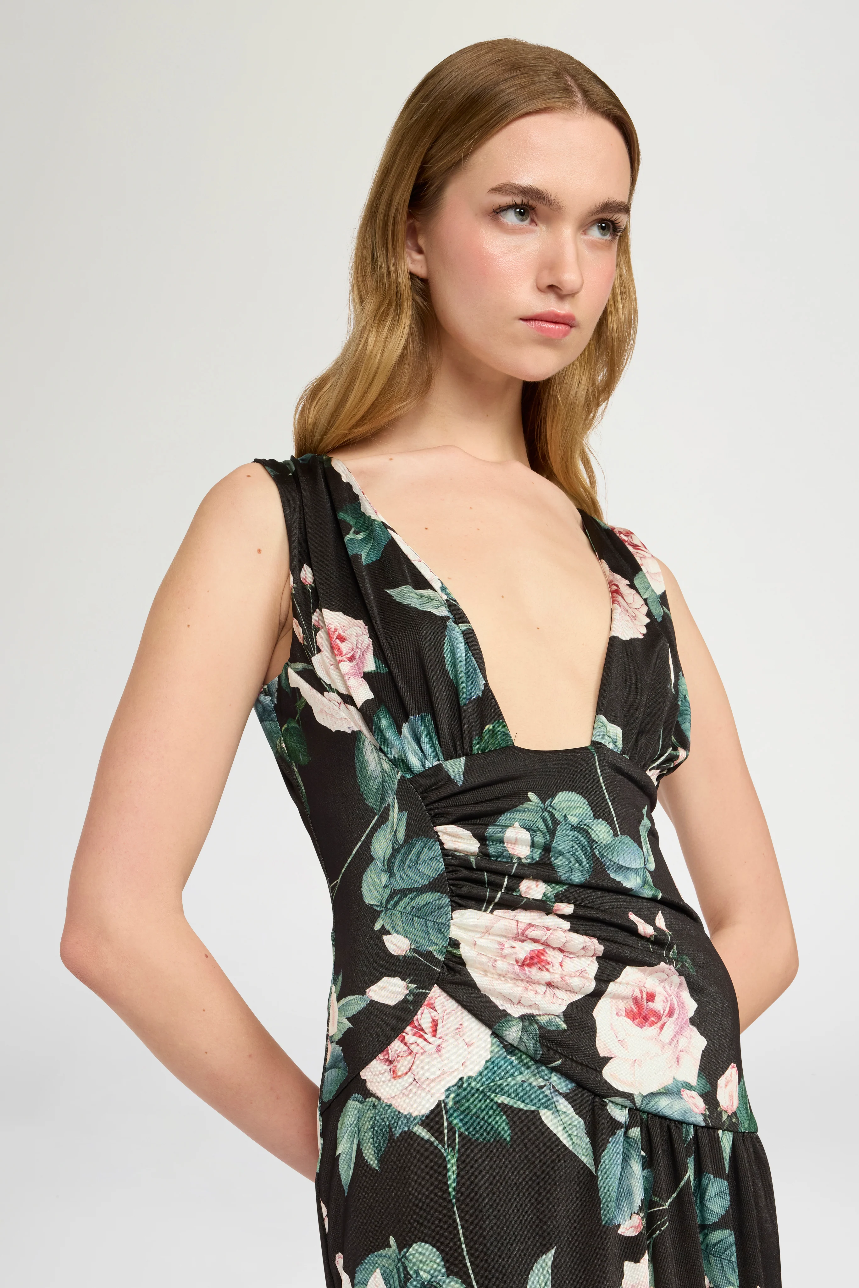 Black Chiné Floral Dress - Image 3