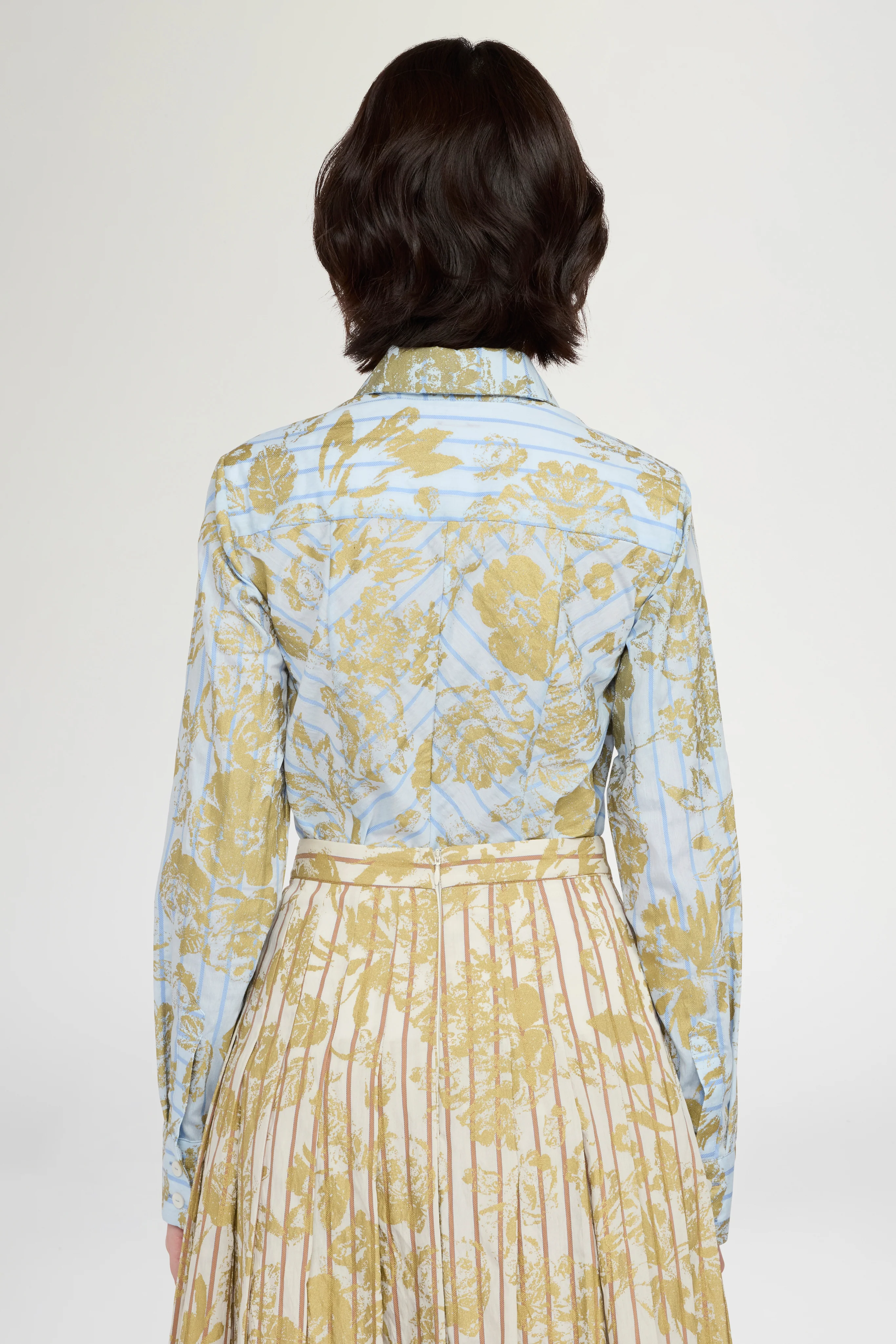 Blue Gold Floral Long-Sleeve Shirt - Image 4