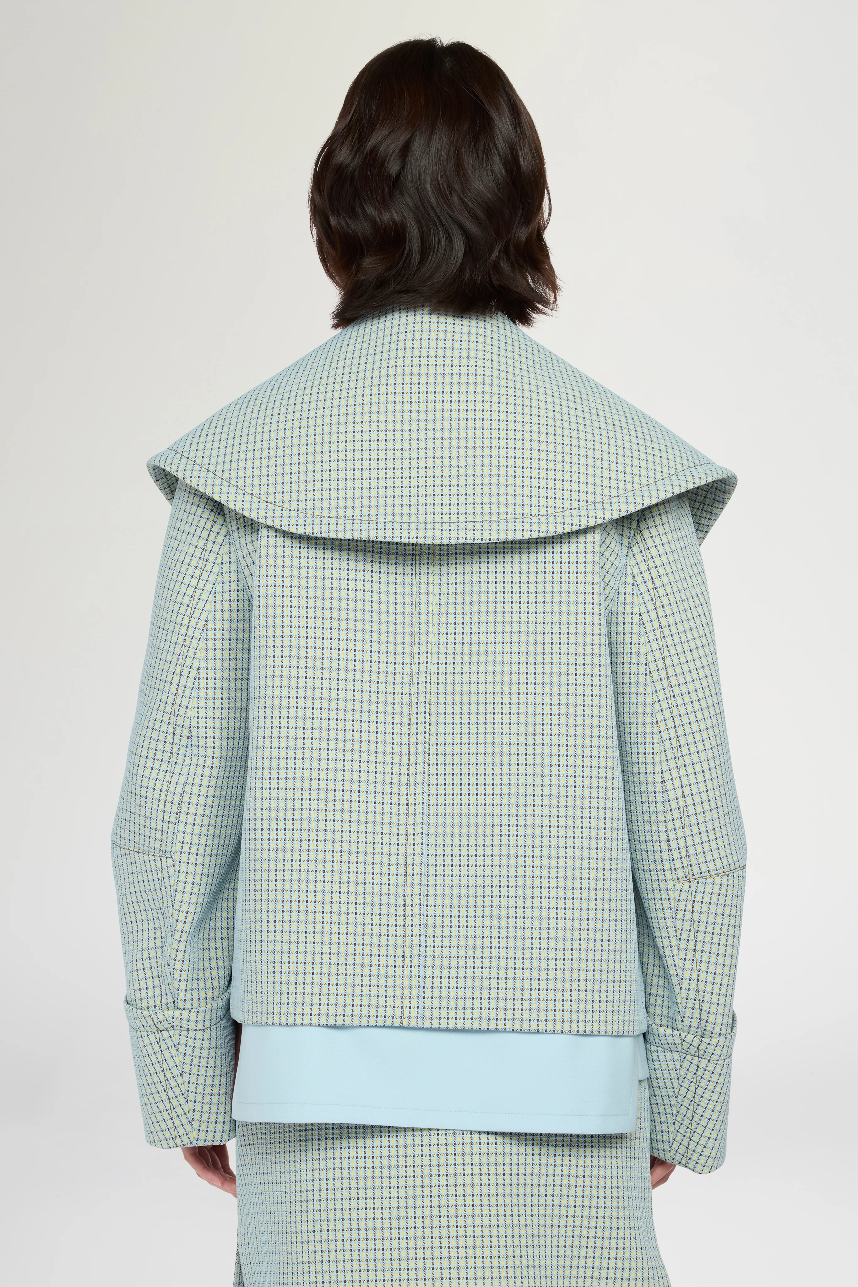 Boxy Double-breasted Jacquard Coat - Image 3