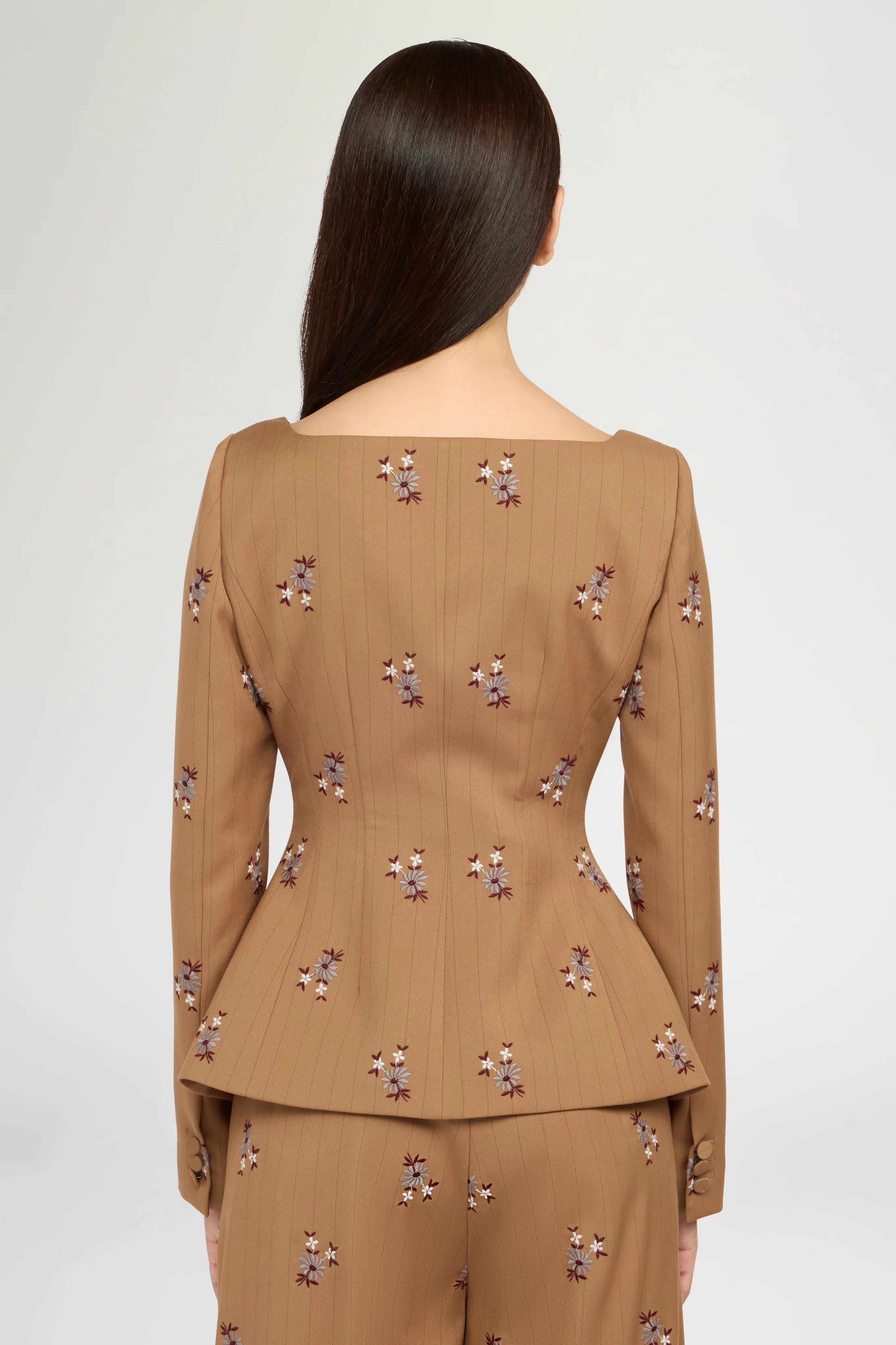 Camel Pinstripe Corset Jacket - Image 3