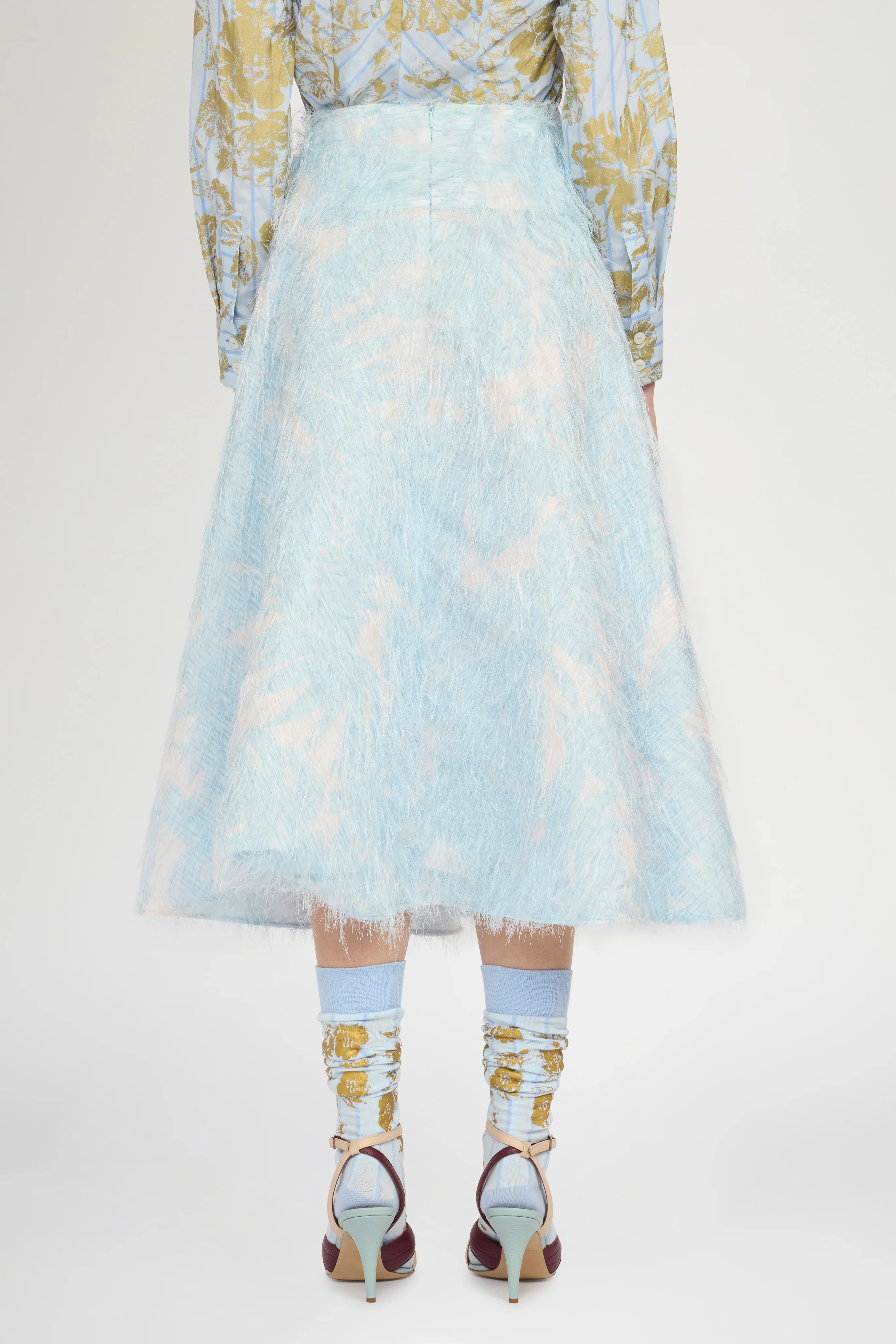 Circle Skirt with Basque Waist and Cloud Print - Image 3