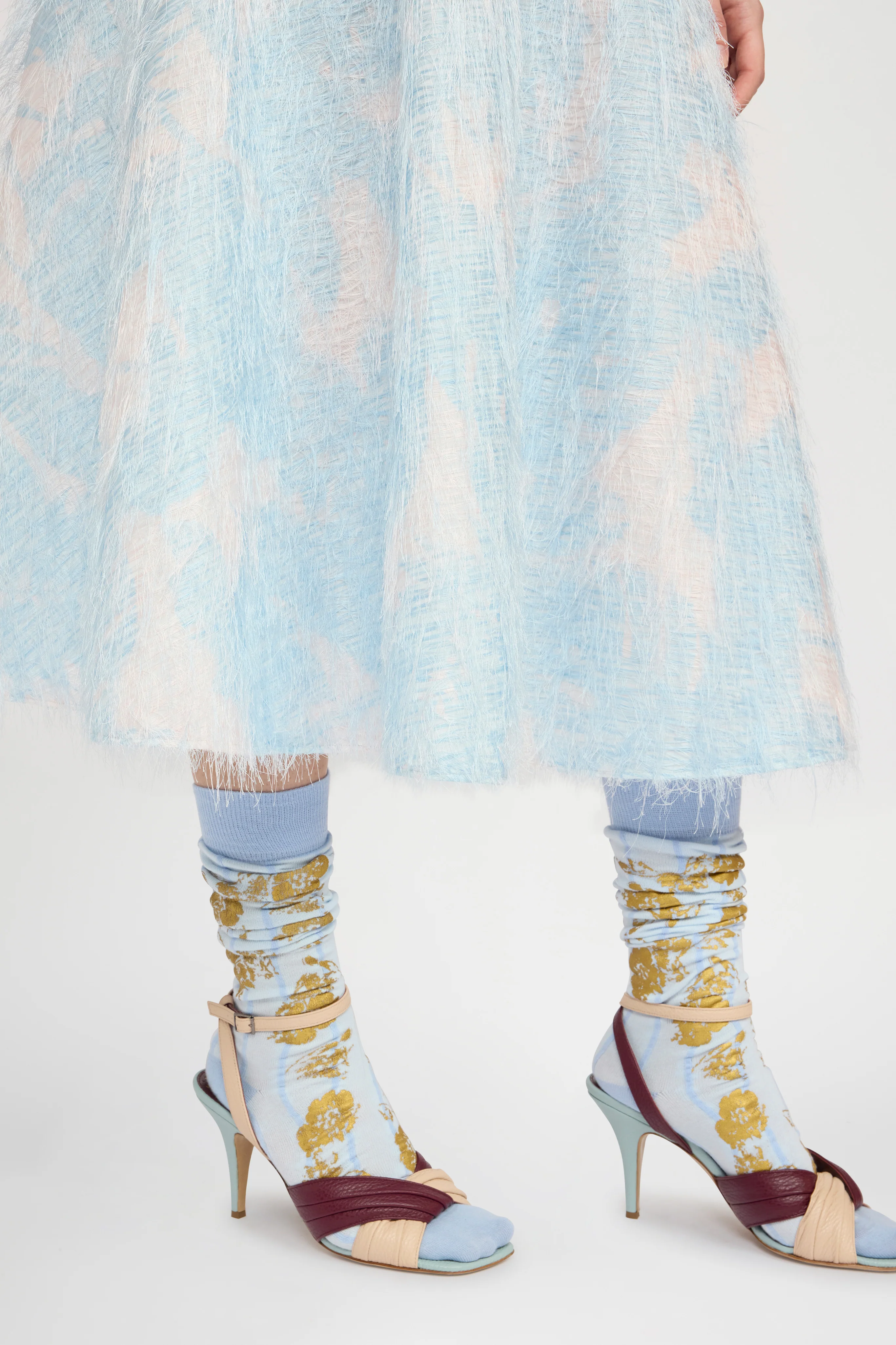Circle Skirt with Basque Waist and Cloud Print - Image 4