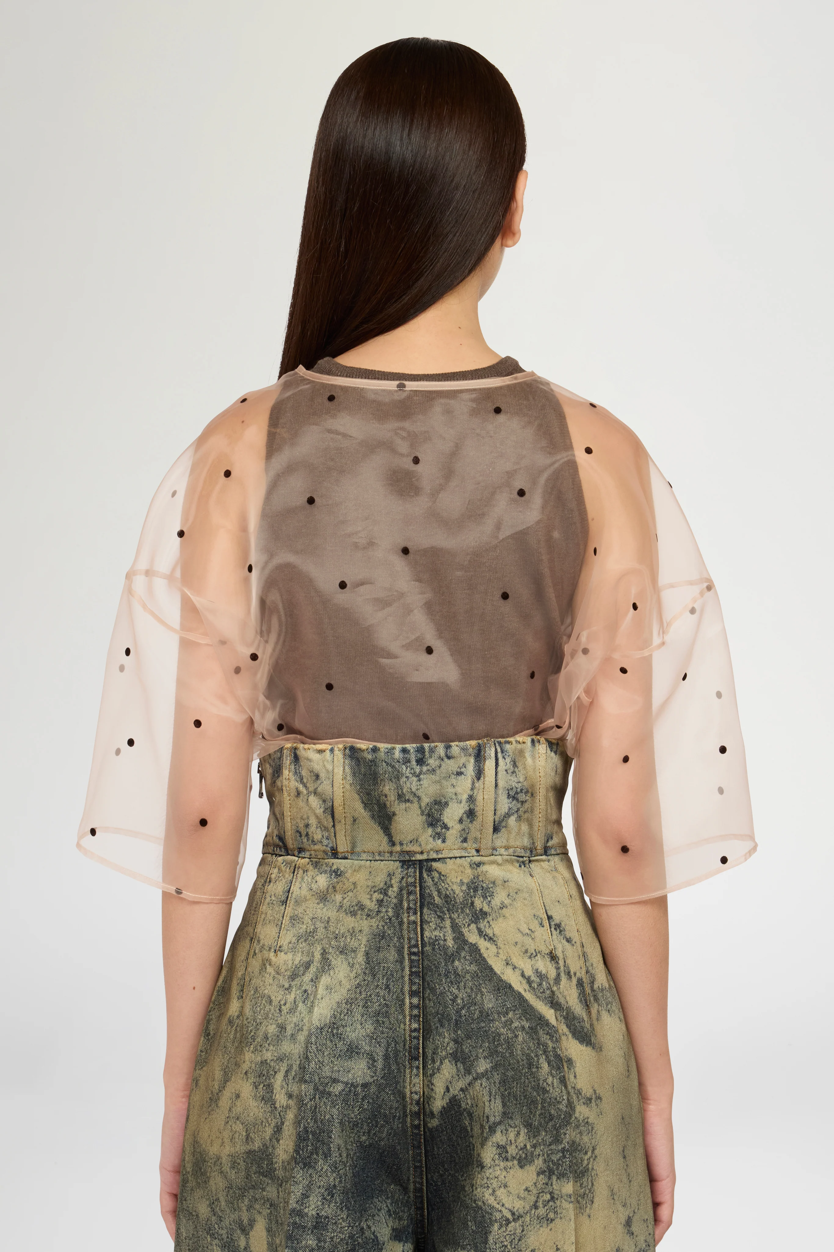 Double-layer Top in Cotton and Polka-dot Organza - Image 3