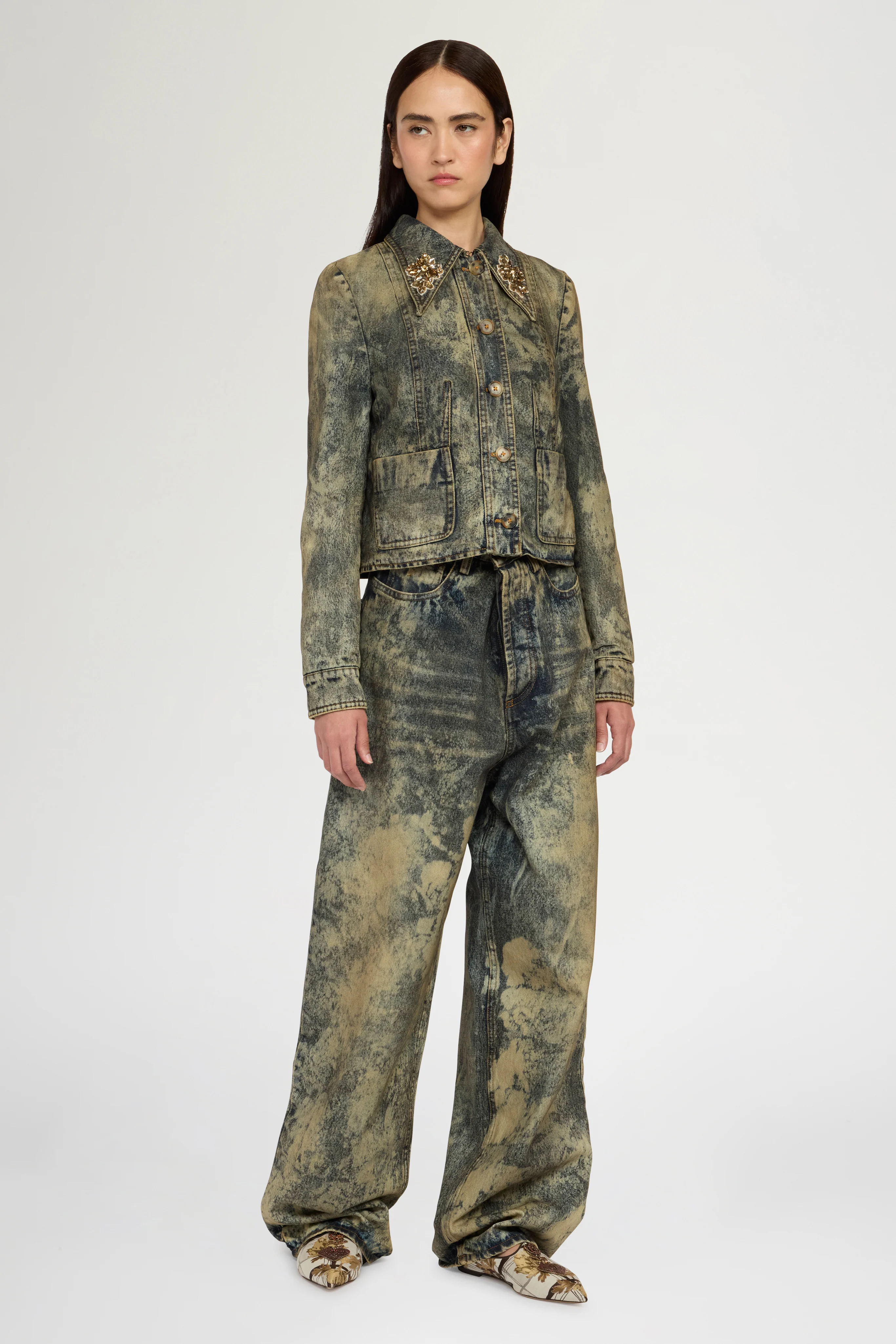 Embellished Slim-Fit Denim Jacket - Image 2