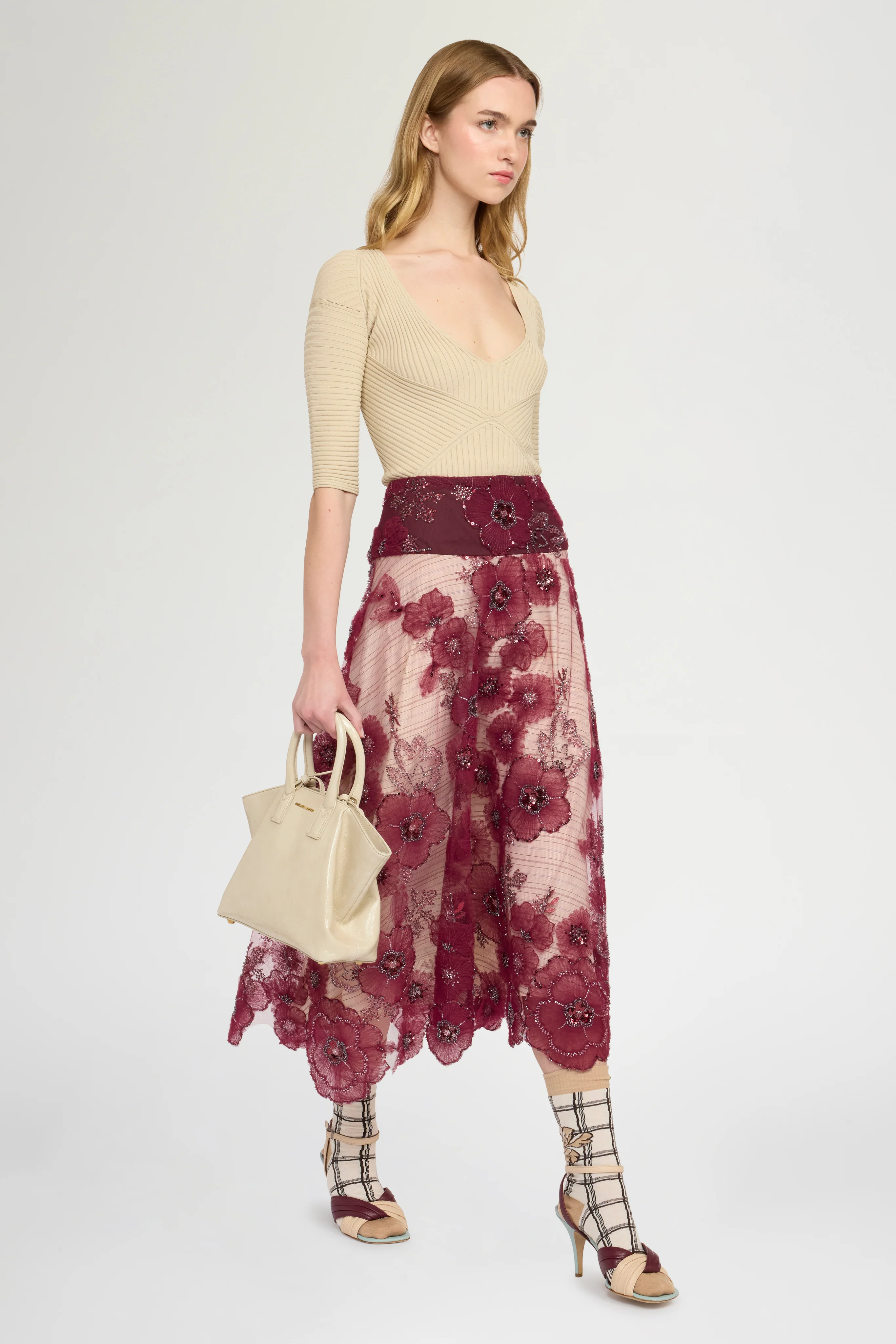 Embroidered Tulle Circle Skirt With Basque - Image 2
