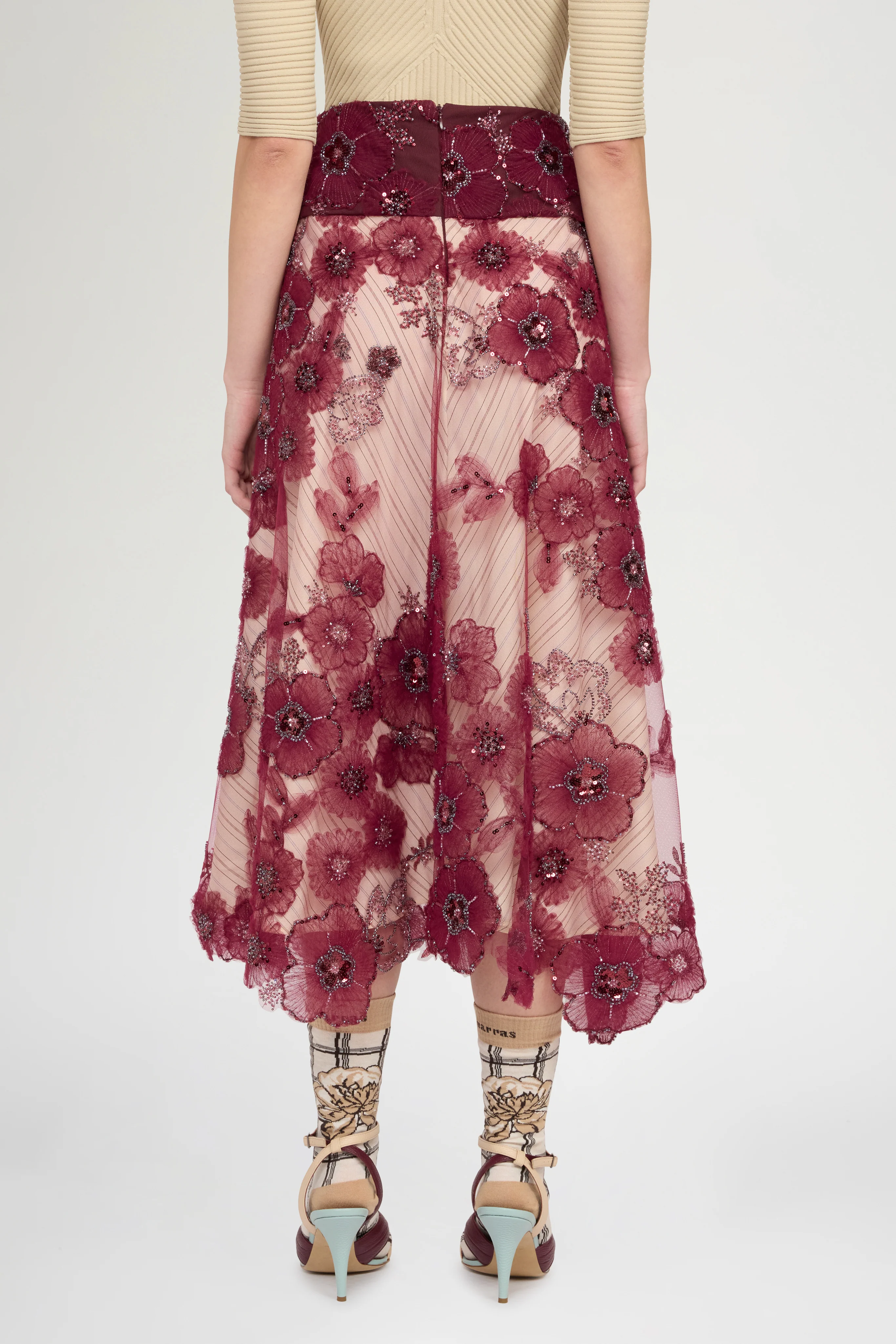 Embroidered Tulle Circle Skirt With Basque - Image 3