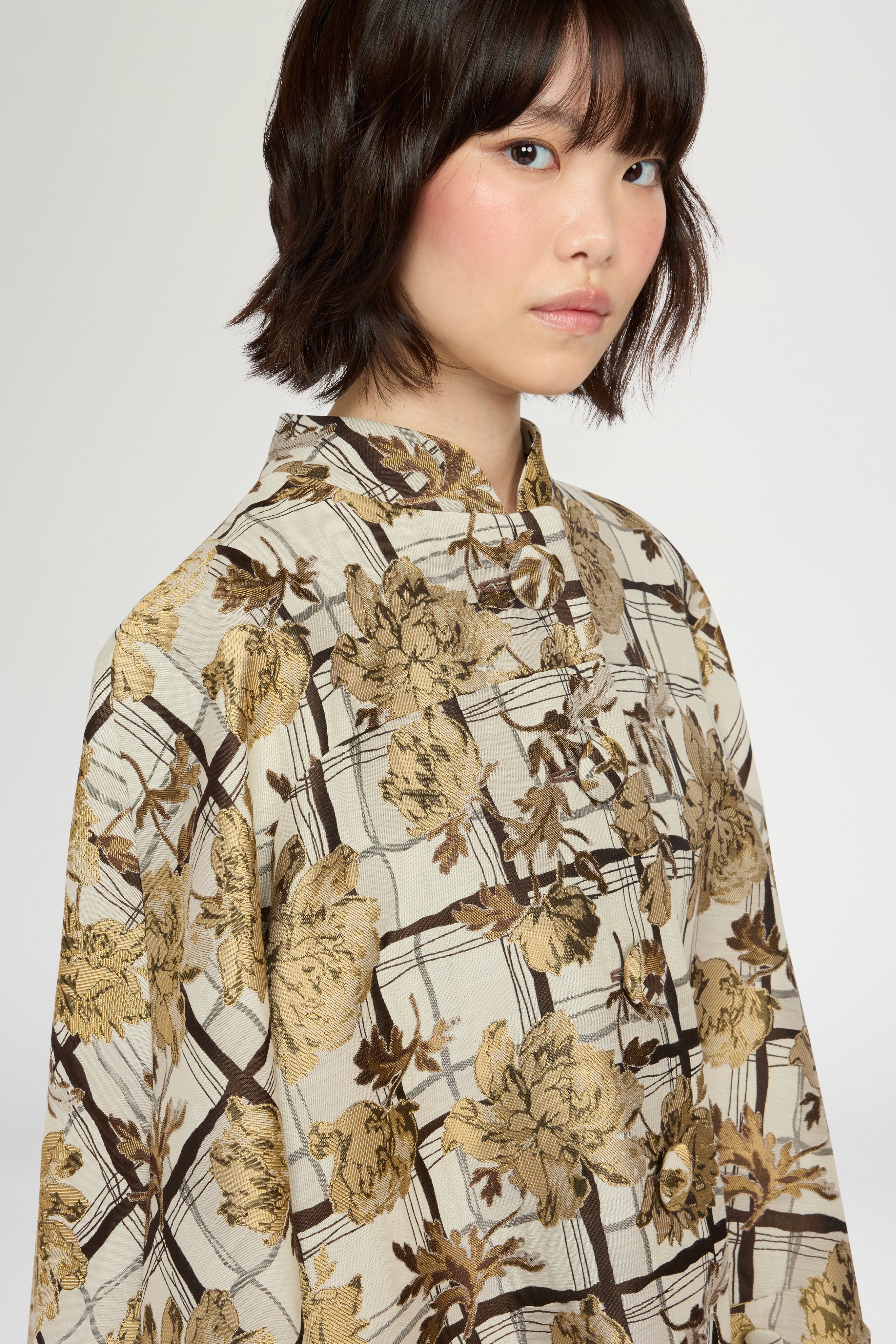Flared Coat with Camel Pinstripe Pleated Insert - Image 4