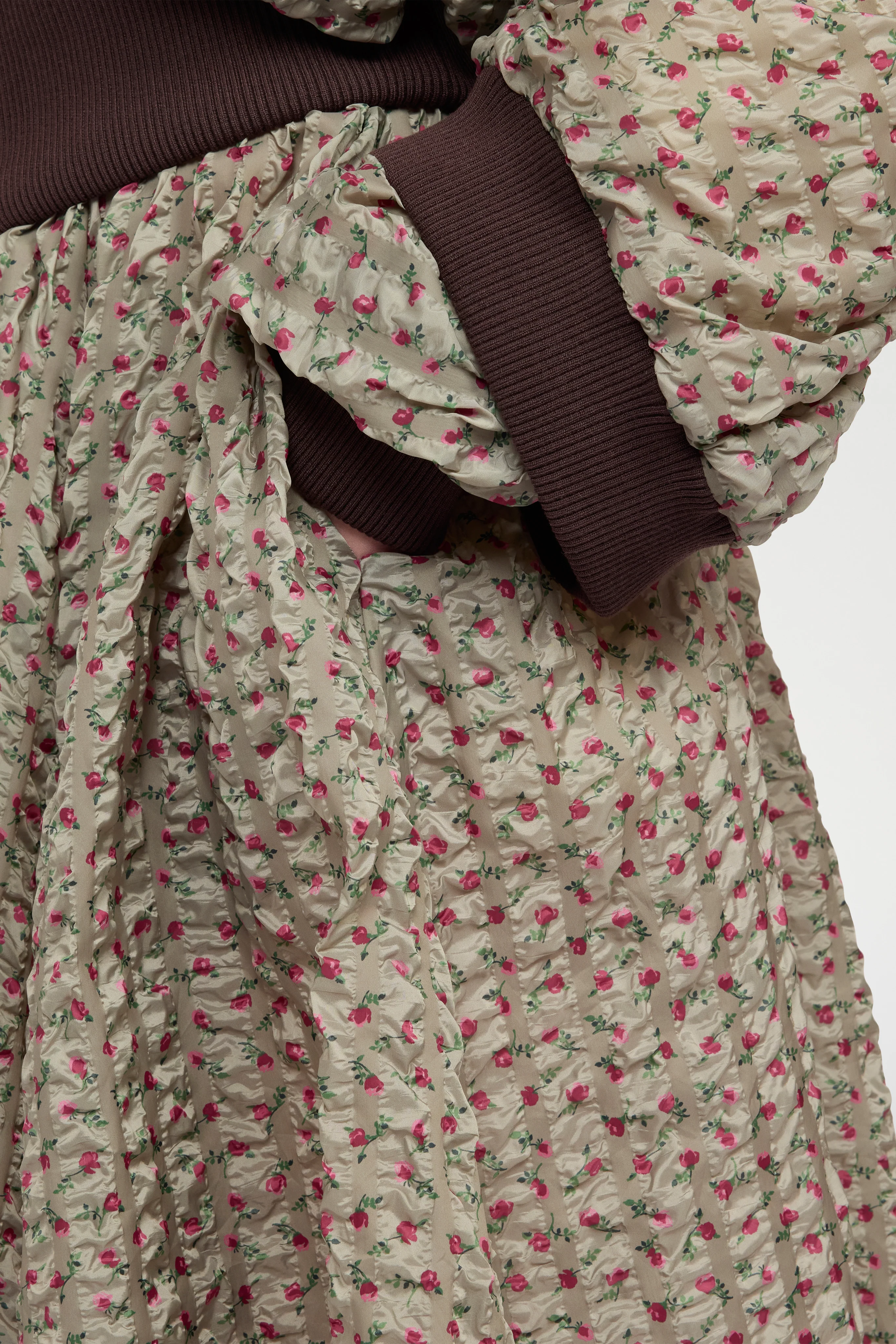 Flared Skirt in Embossed Printed Nylon - Image 3