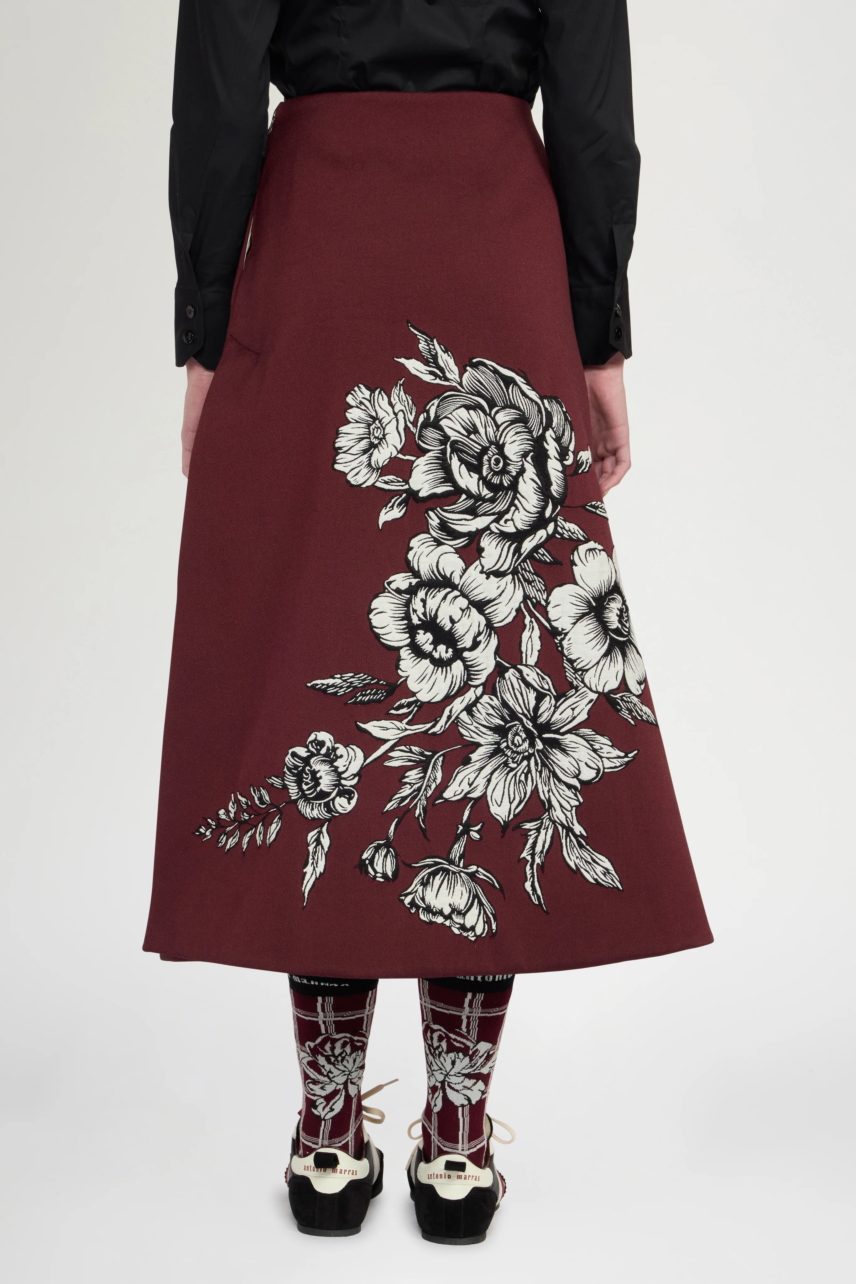 Floral Jacquard A-Line Skirt - Image 4