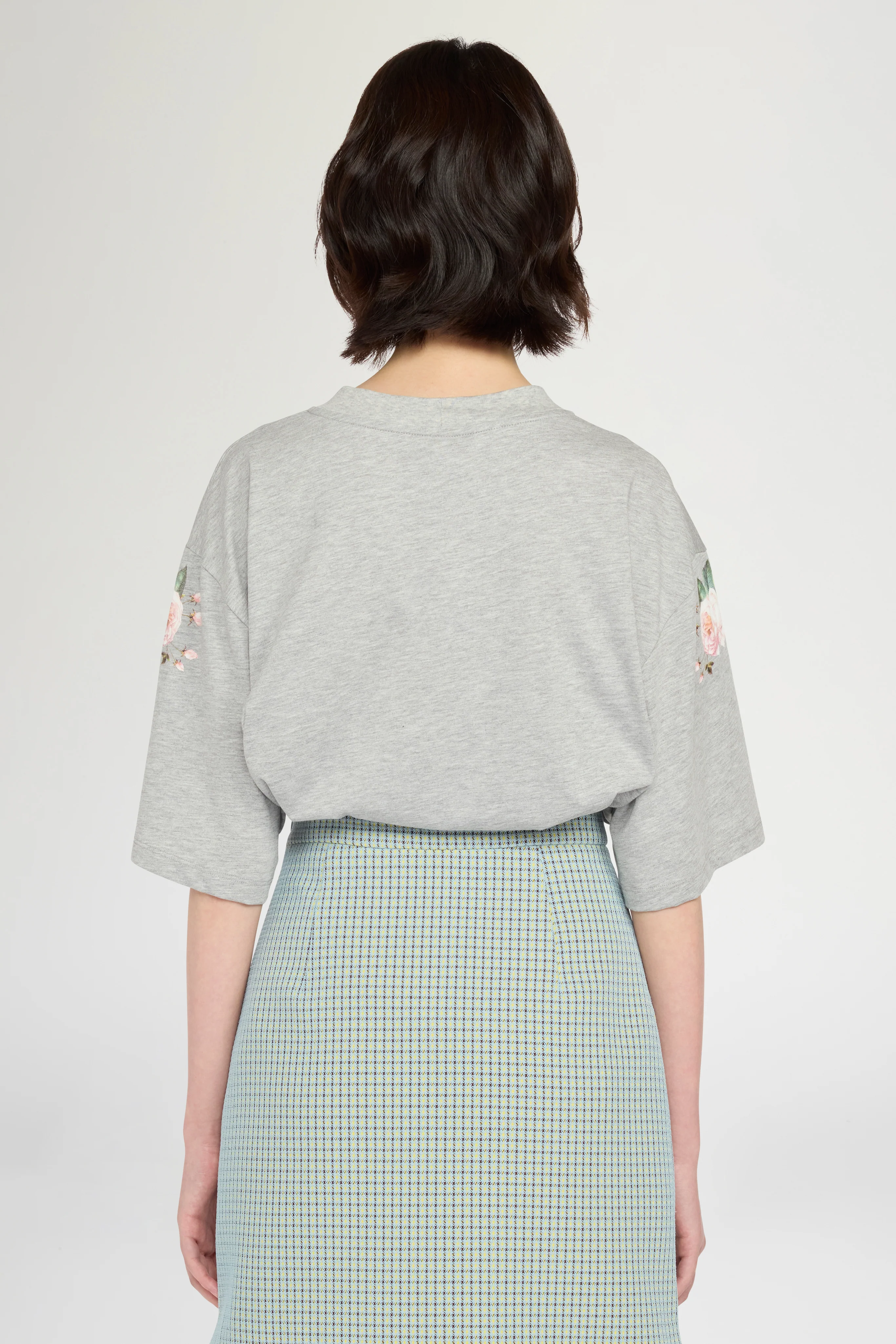 Grey Melange Floral Print T-Shirt - Image 3