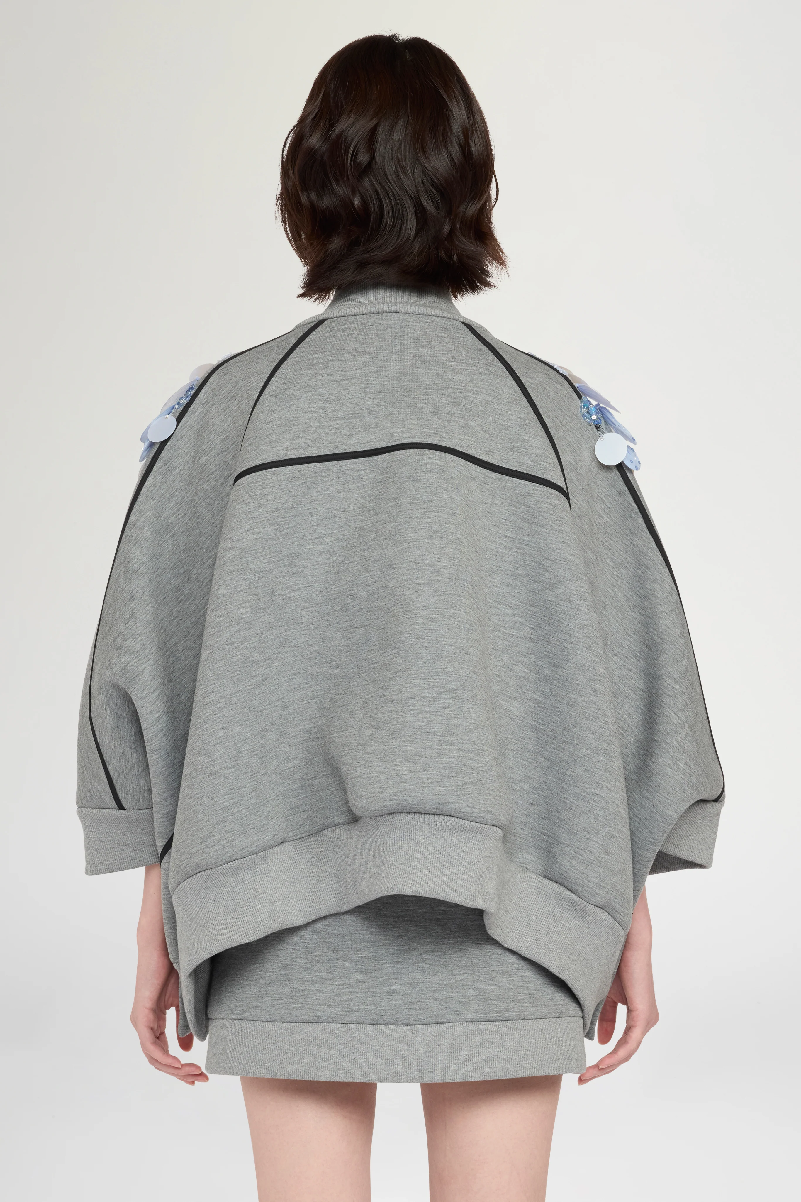 Grey Sequin Floral Sweatshirt - Image 3