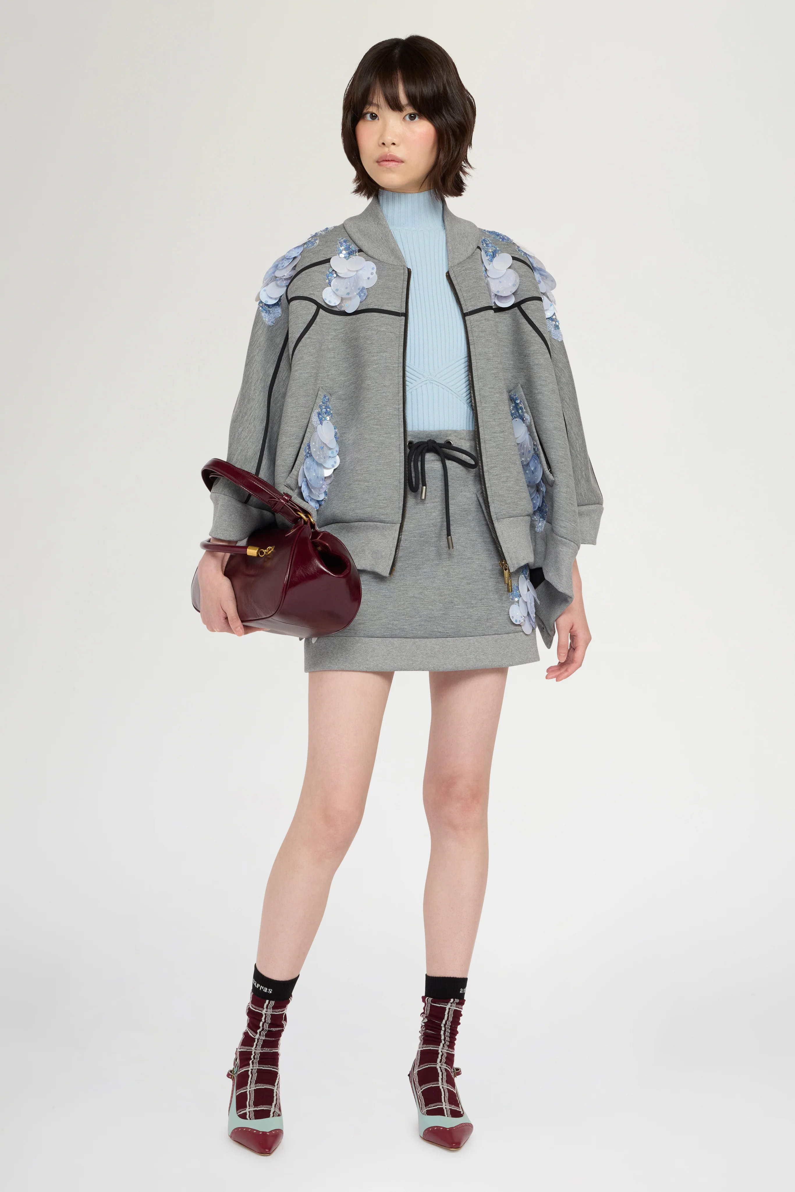 Grey Skirt with Floral Embroidery - Image 2