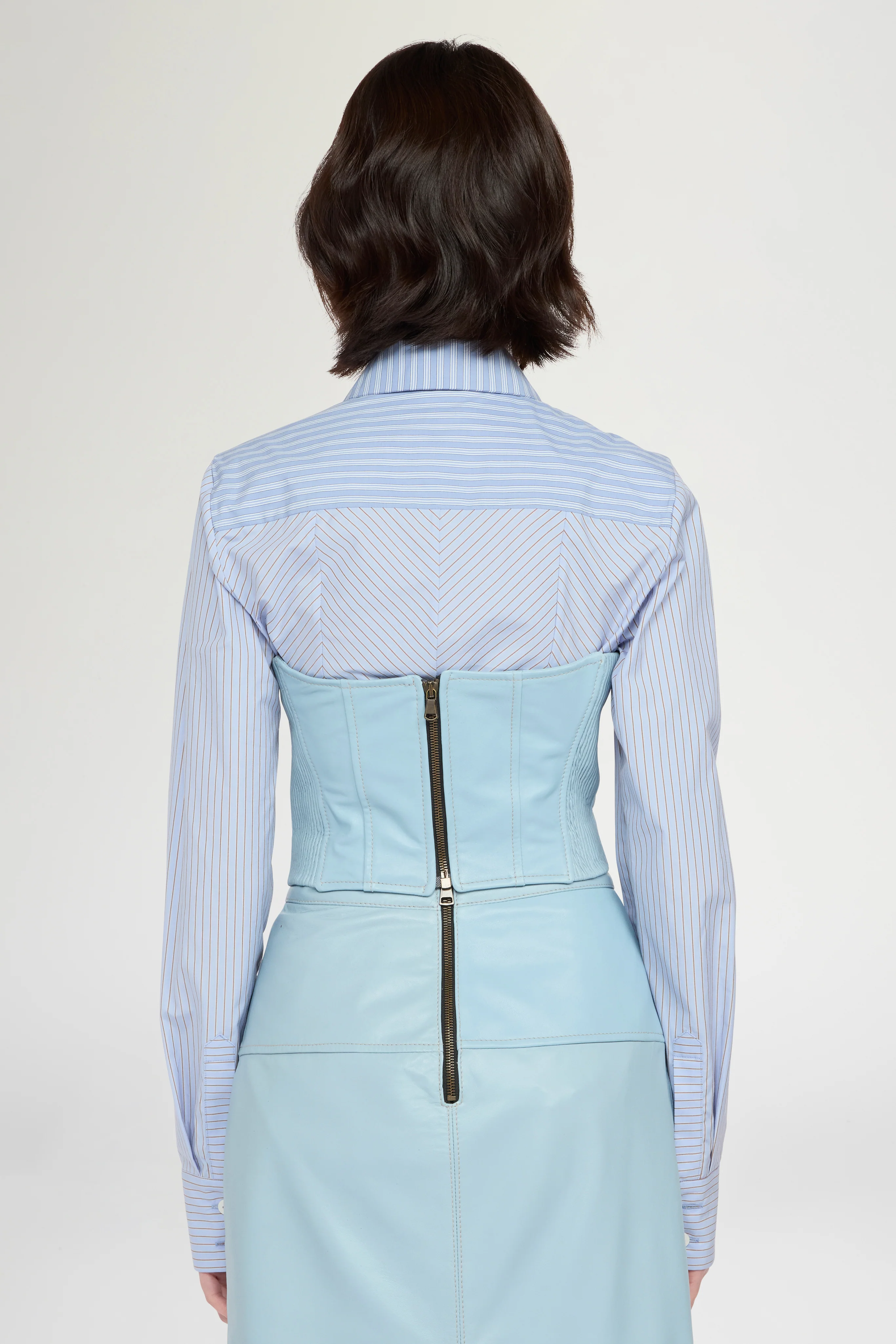 Leather Bustier in Light Blue - Image 3