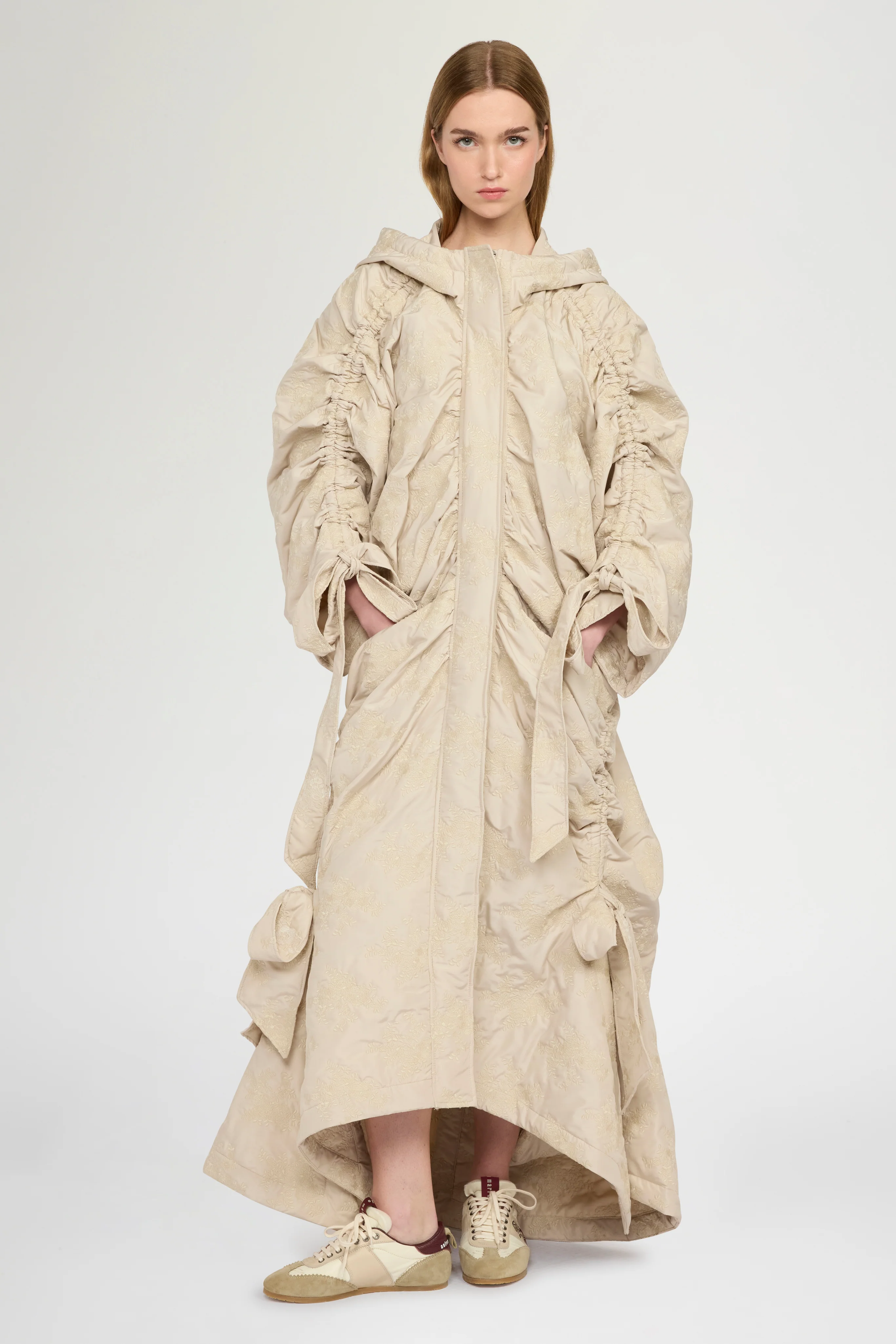 Long Padded Floral-Quilted Parka - Image 2