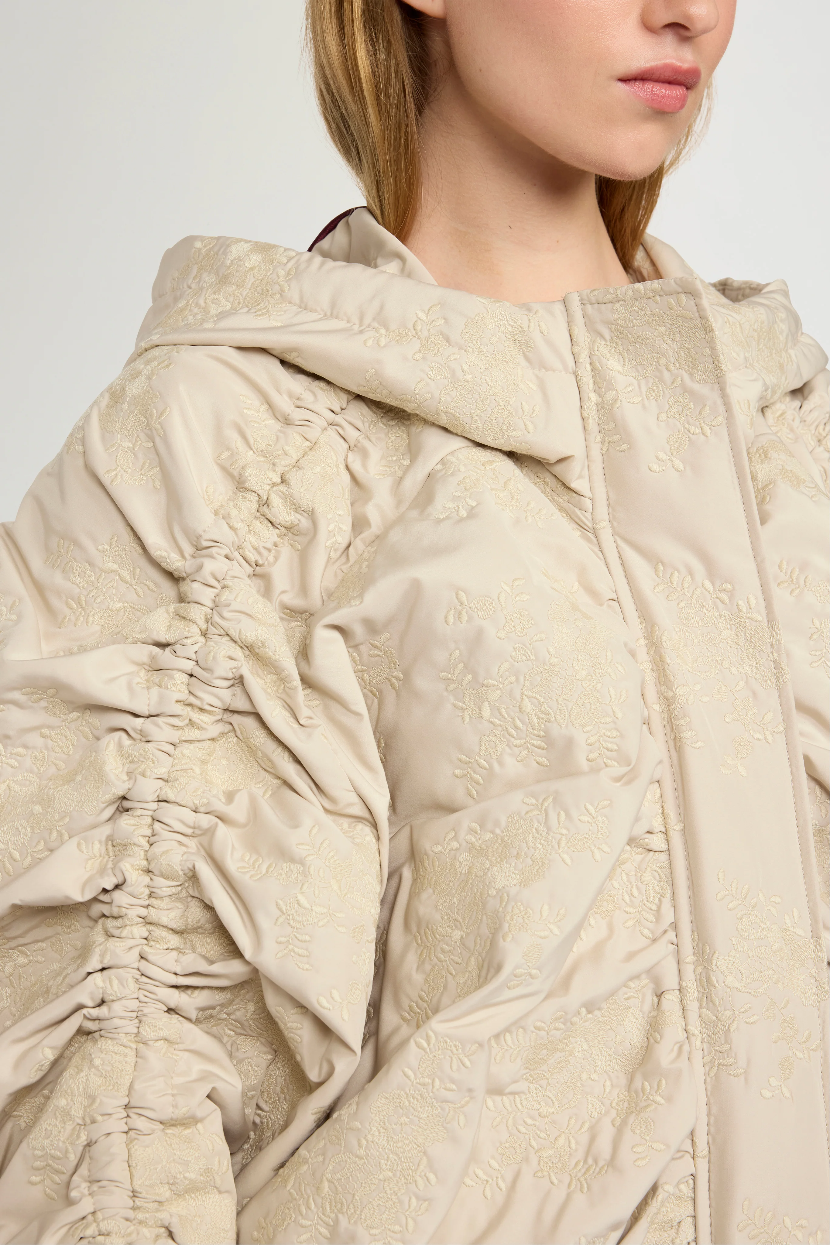 Long Padded Floral-Quilted Parka - Image 4