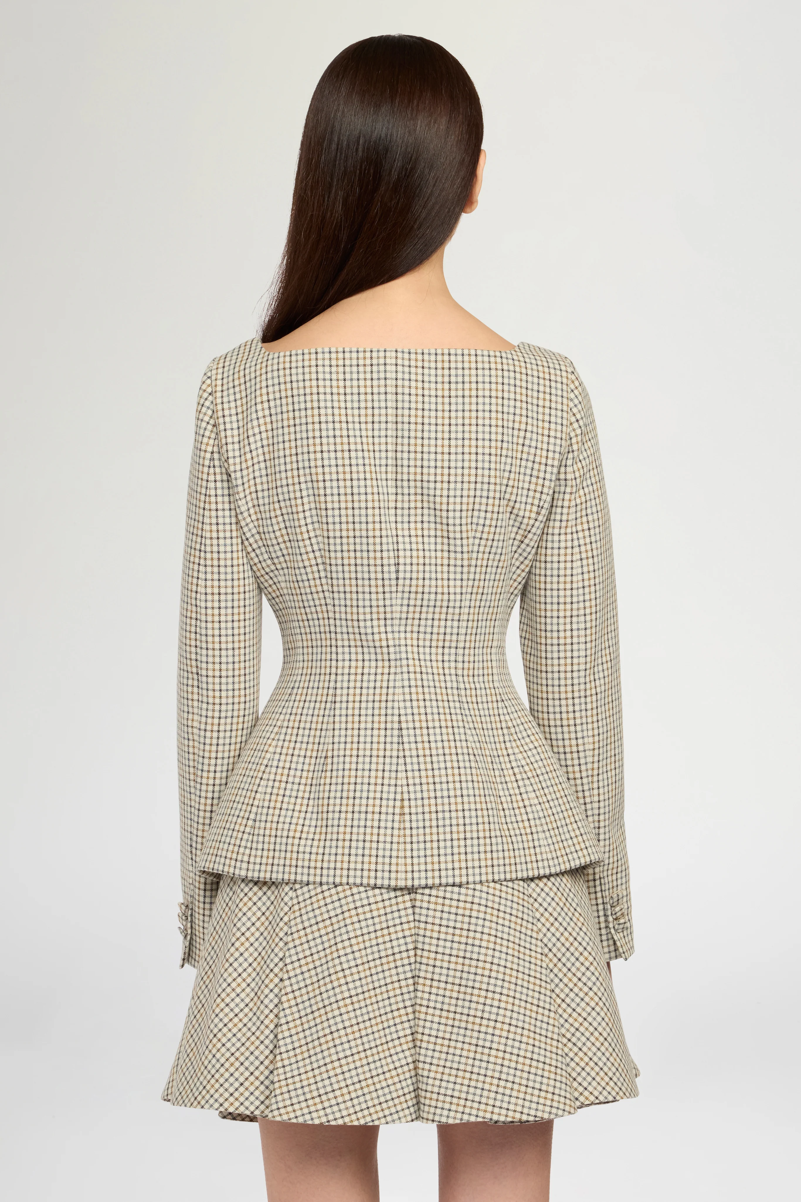 Micro Check and Striped Jersey Corset Jacket - Image 3