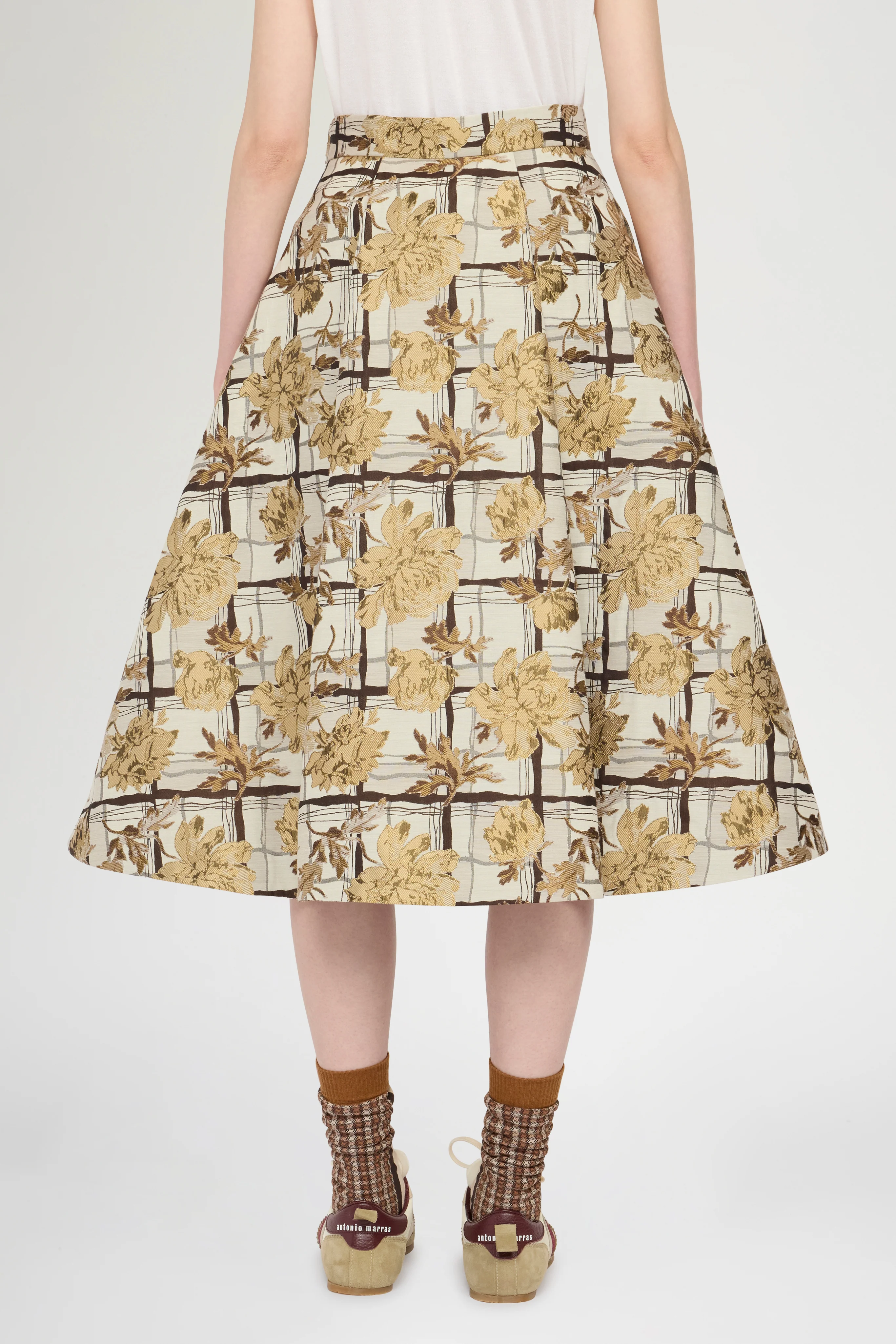 Midi Full Skirt in Floral Brocade - Image 3