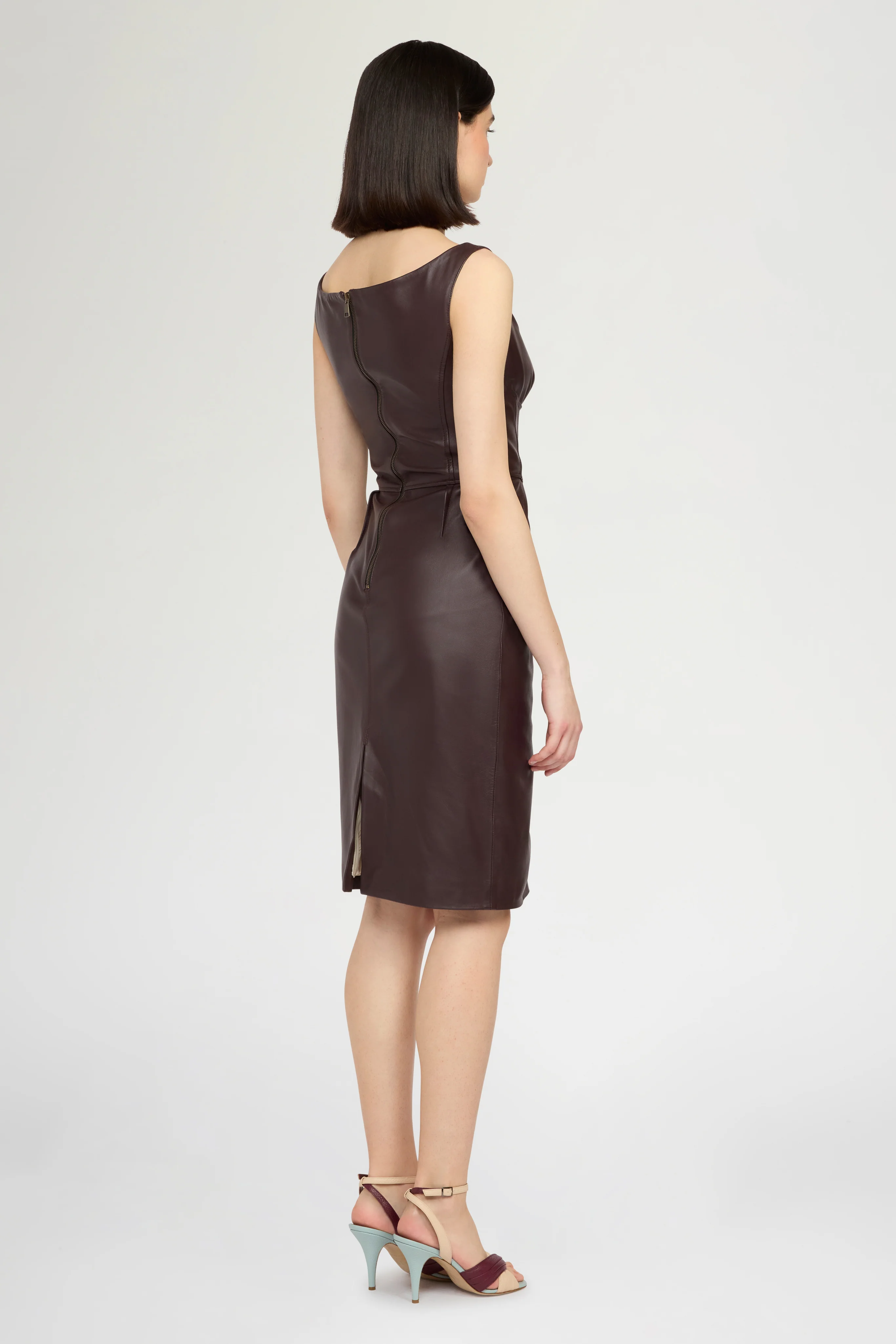 Midi Leather Sheath Dress - Image 3