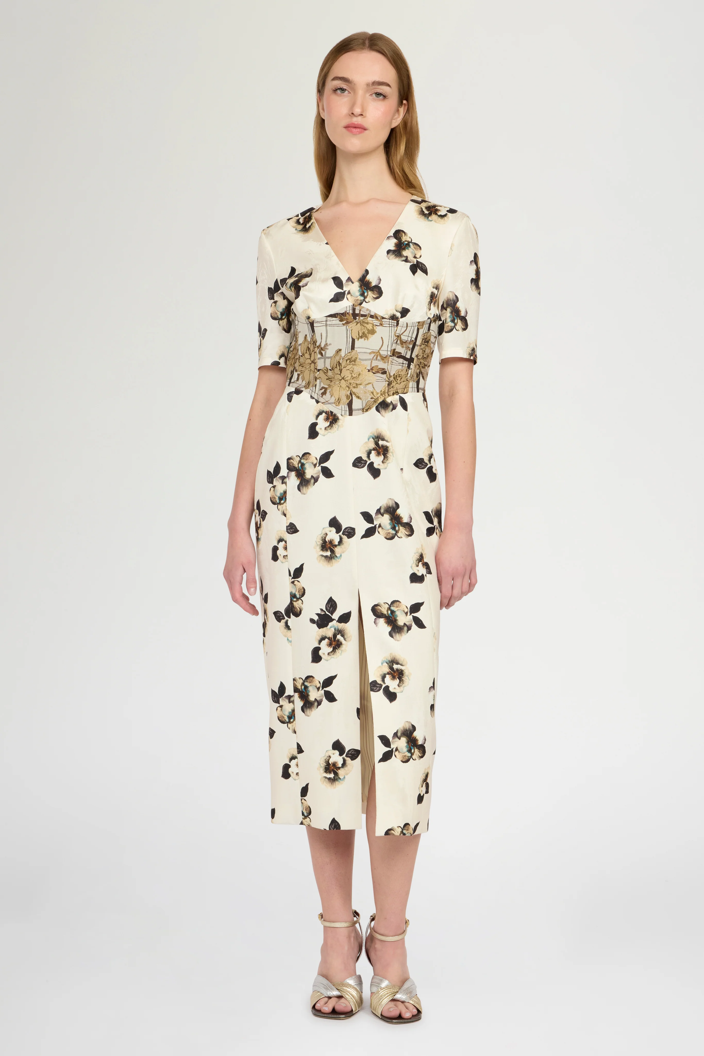 Midi Sheath Dress in Moiré Damask - Image 2