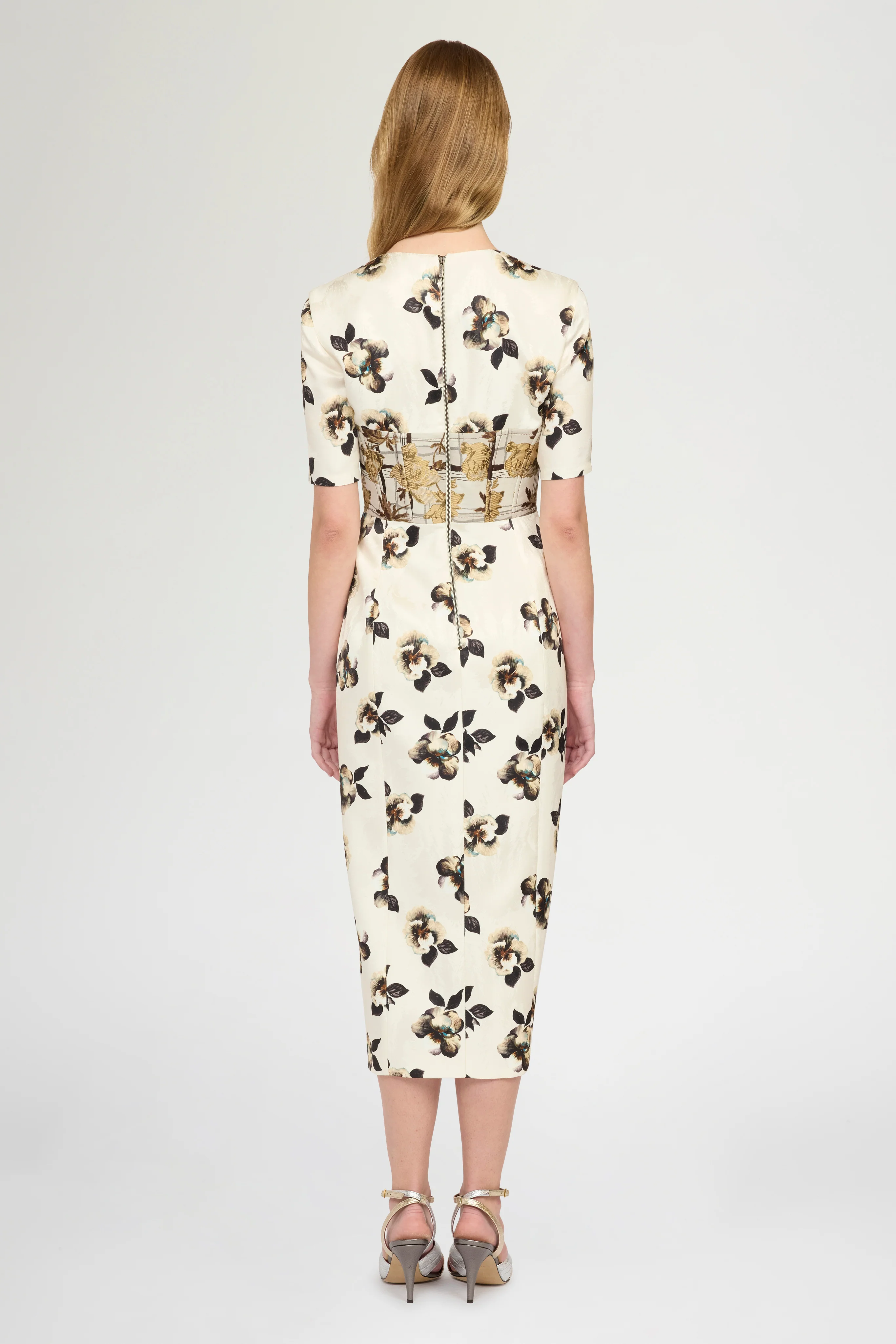 Midi Sheath Dress in Moiré Damask - Image 3