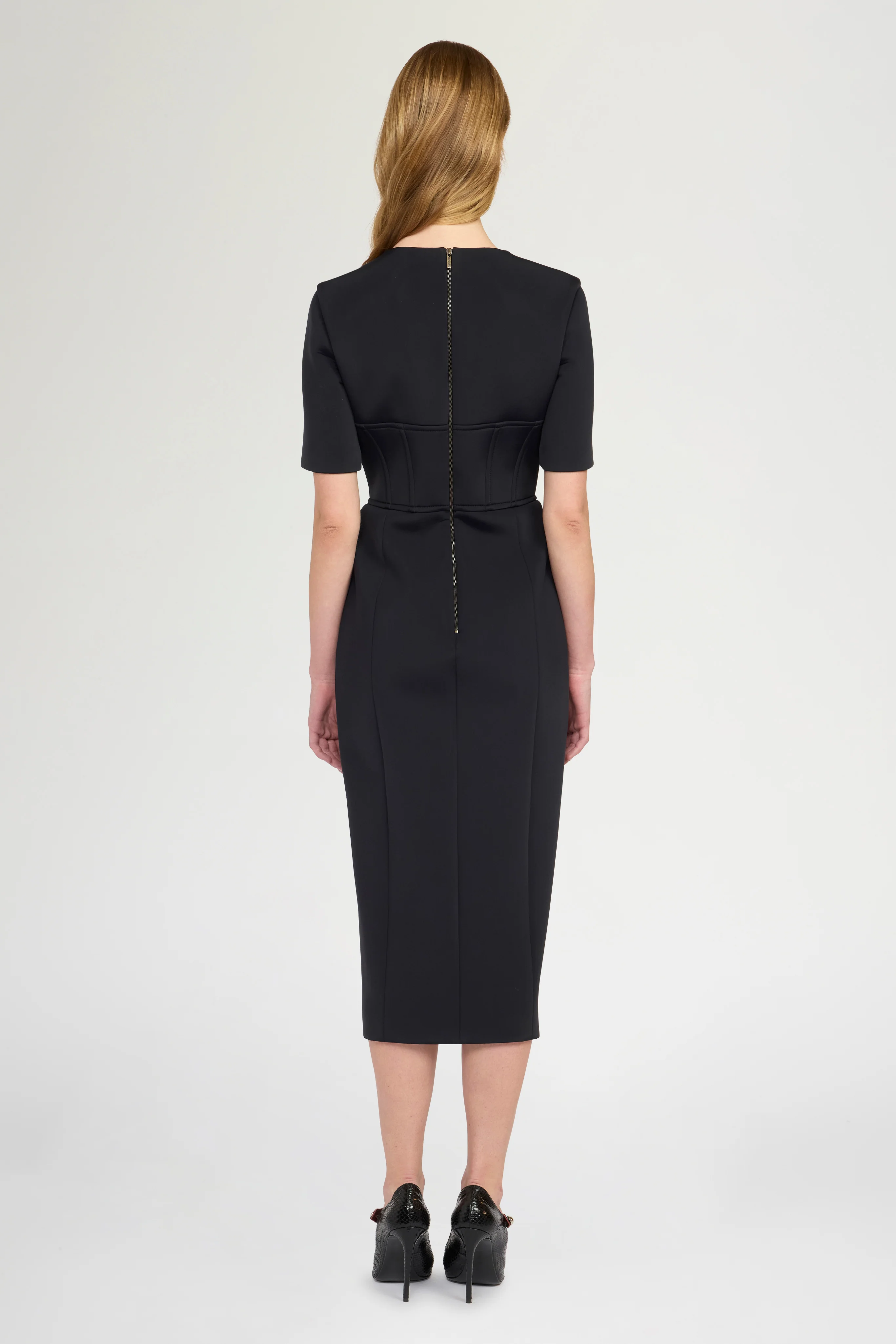 Midi Sheath Dress With Floral Embroidery - Image 3