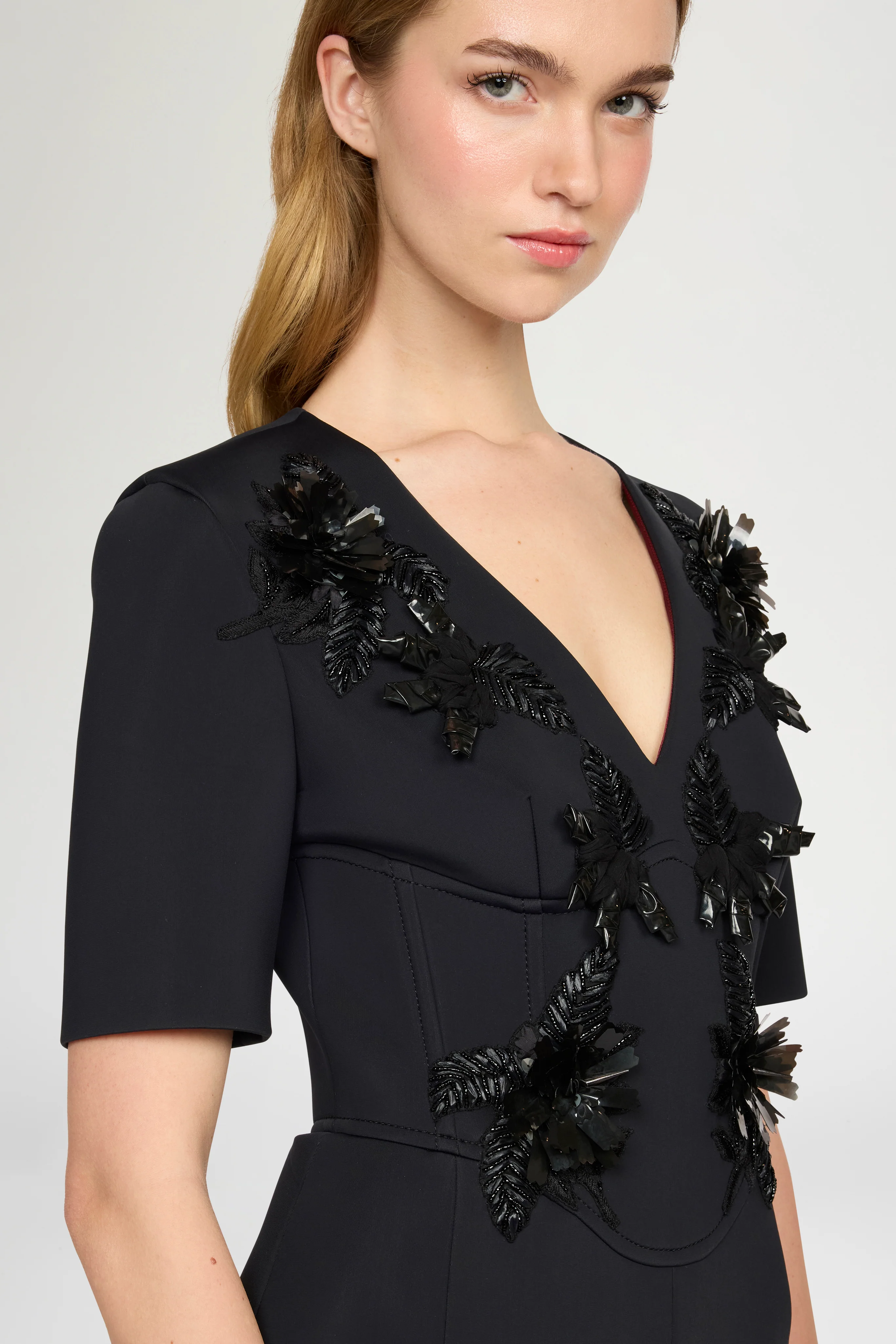 Midi Sheath Dress With Floral Embroidery - Image 4