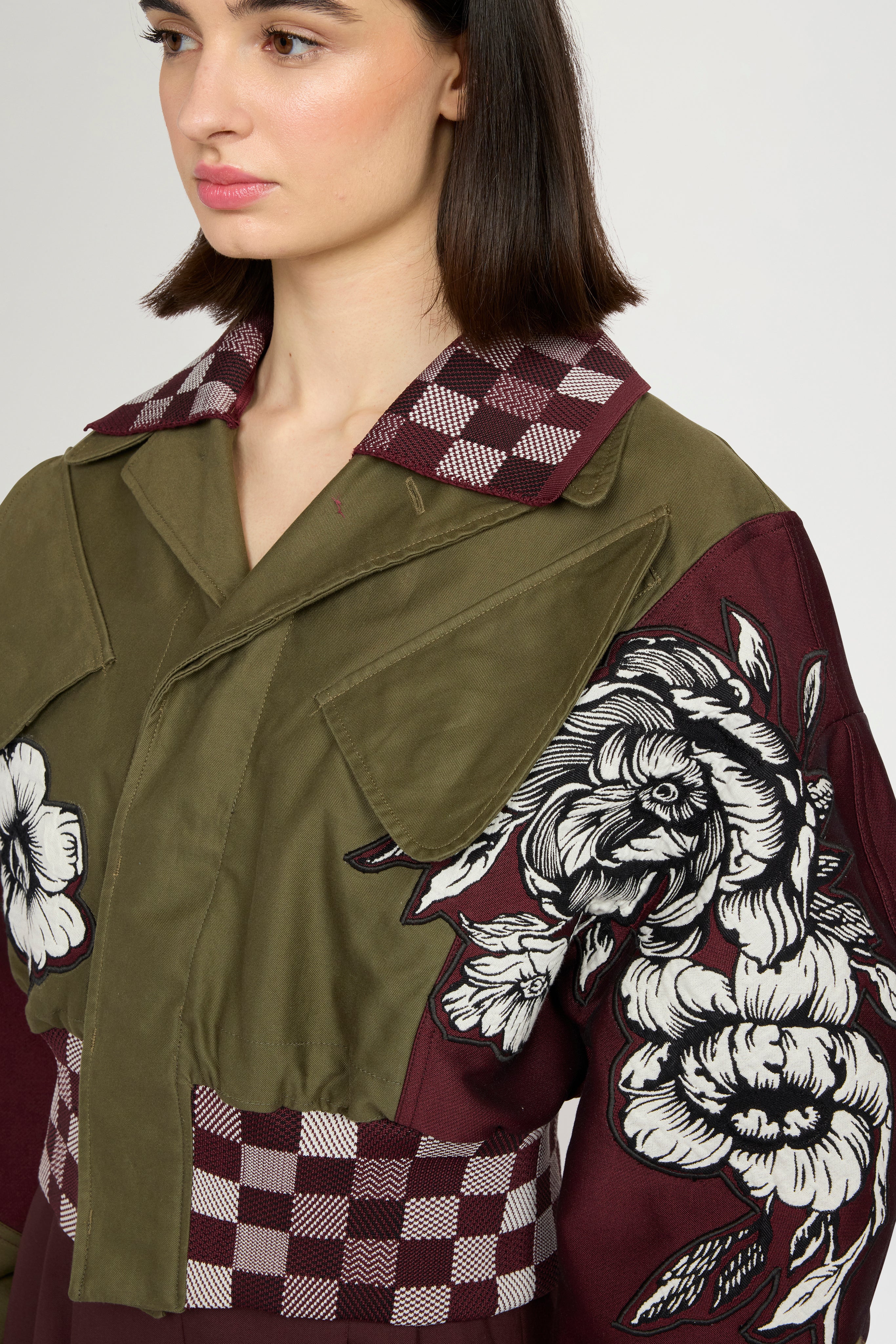Parka Bomber with Floral Jacquard Details - Image 4