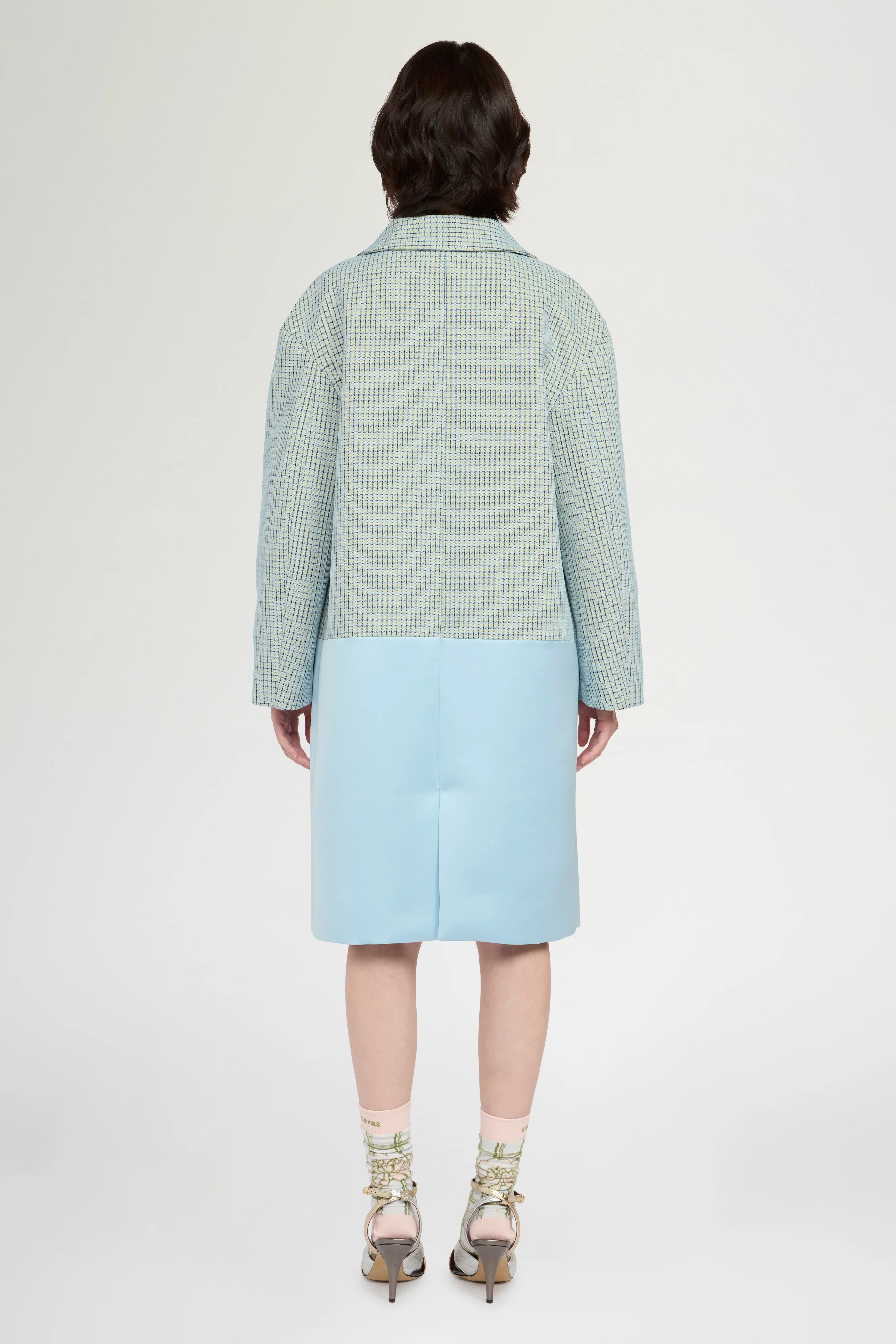 Patchwork Jacquard Coat with Color-block Panels - Image 3