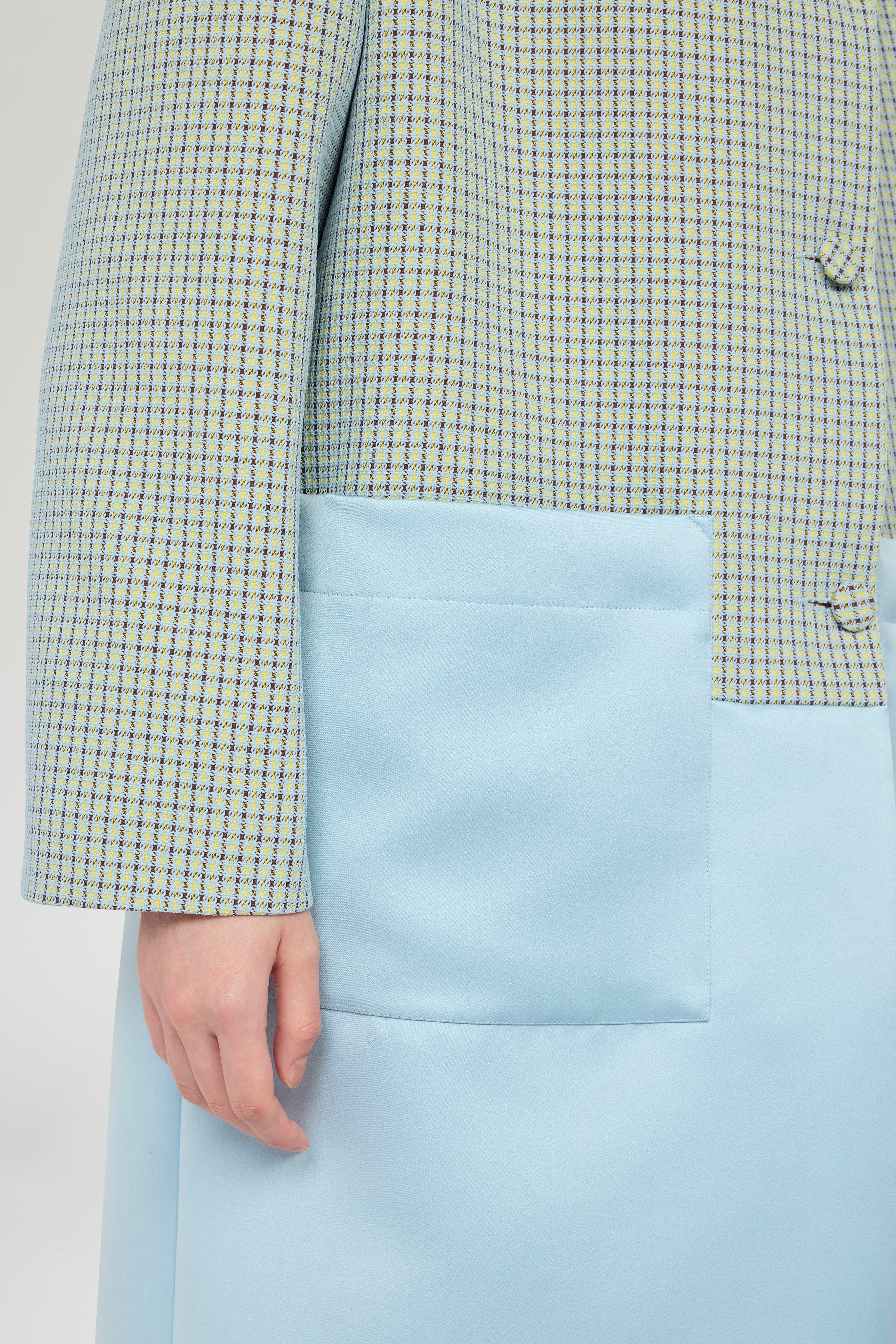 Patchwork Jacquard Coat with Color-block Panels - Image 4