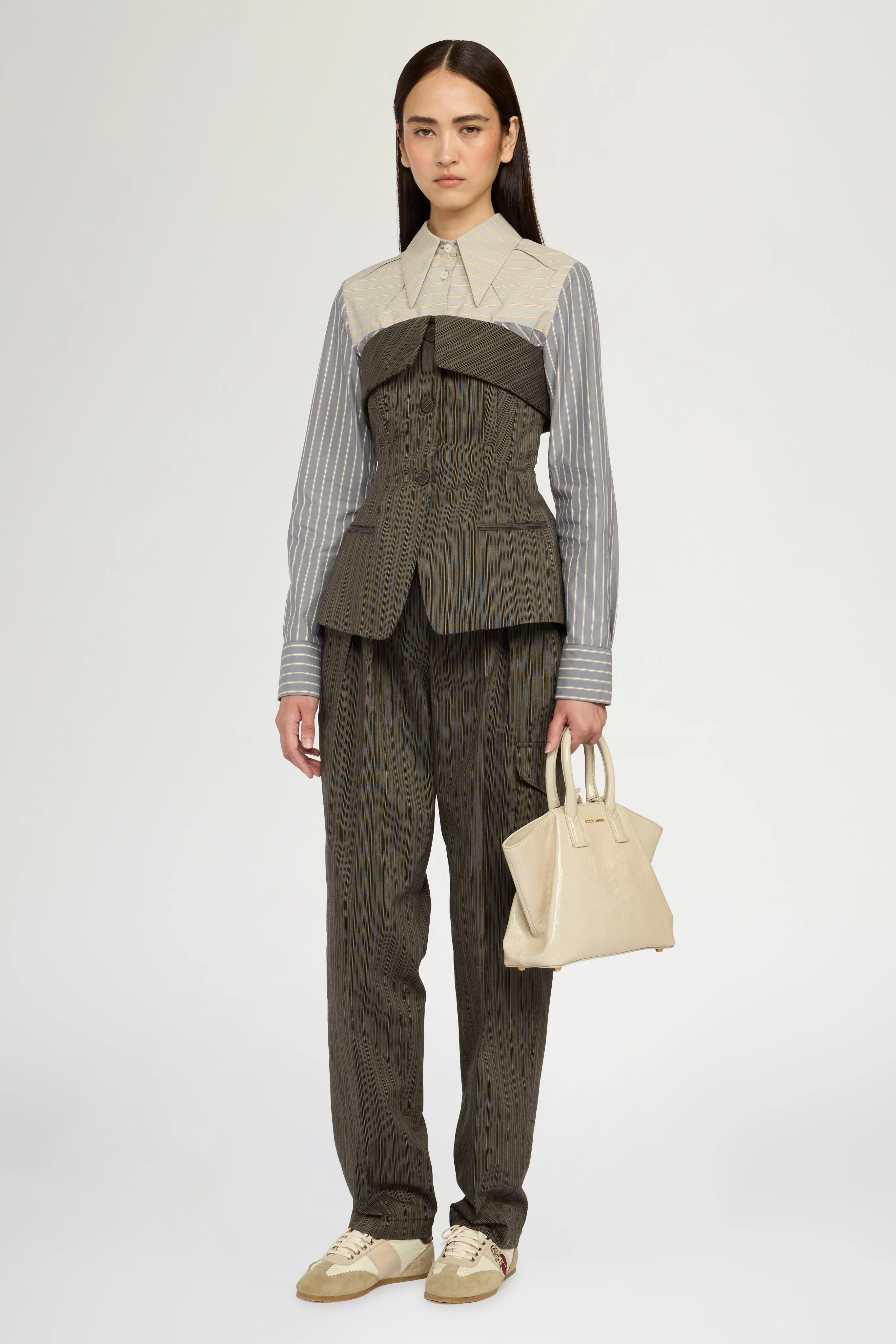 Pinstripe Jacquard Cotton Bustier - Image 2