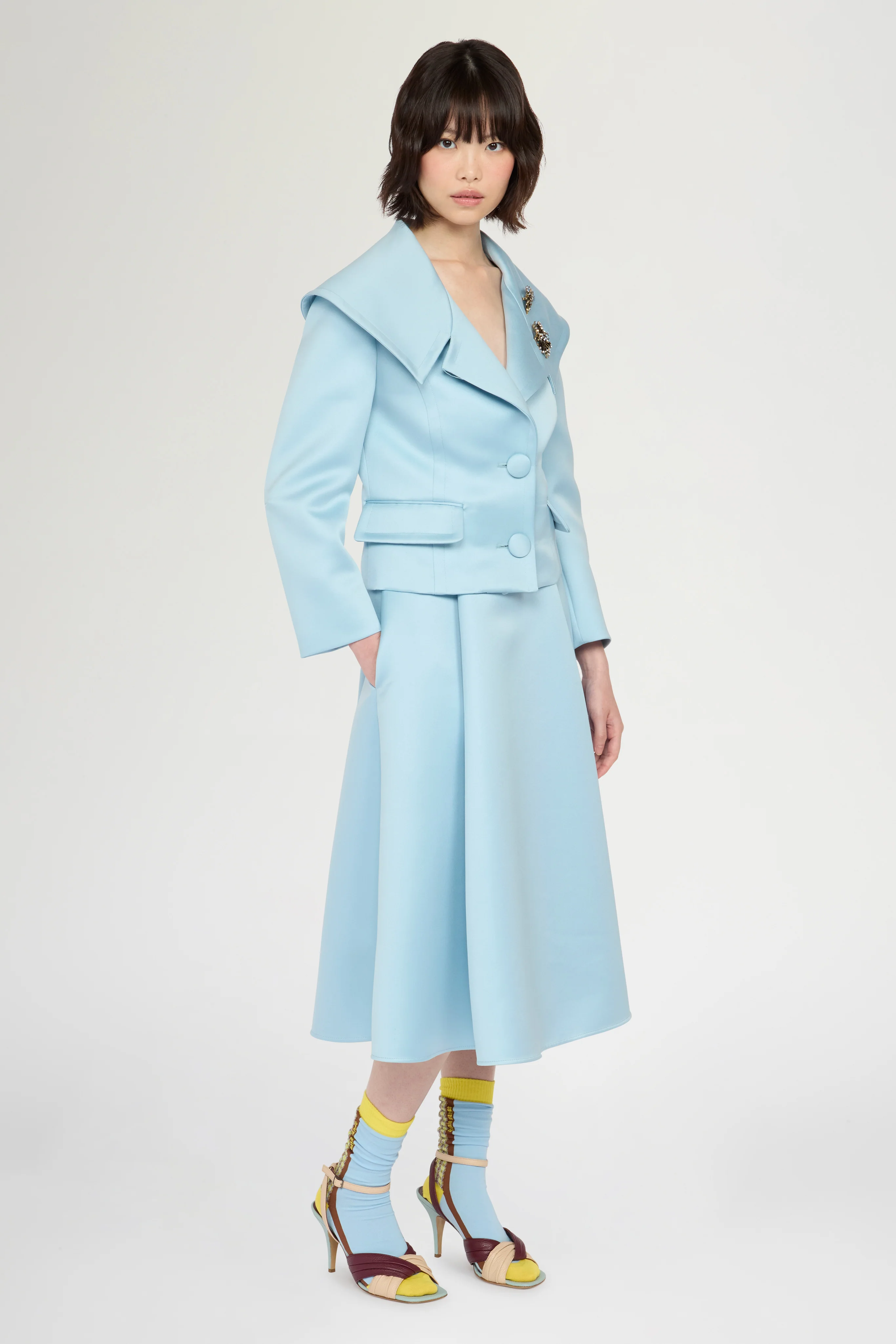 Pleated Midi Skirt with Central Panel - Image 2