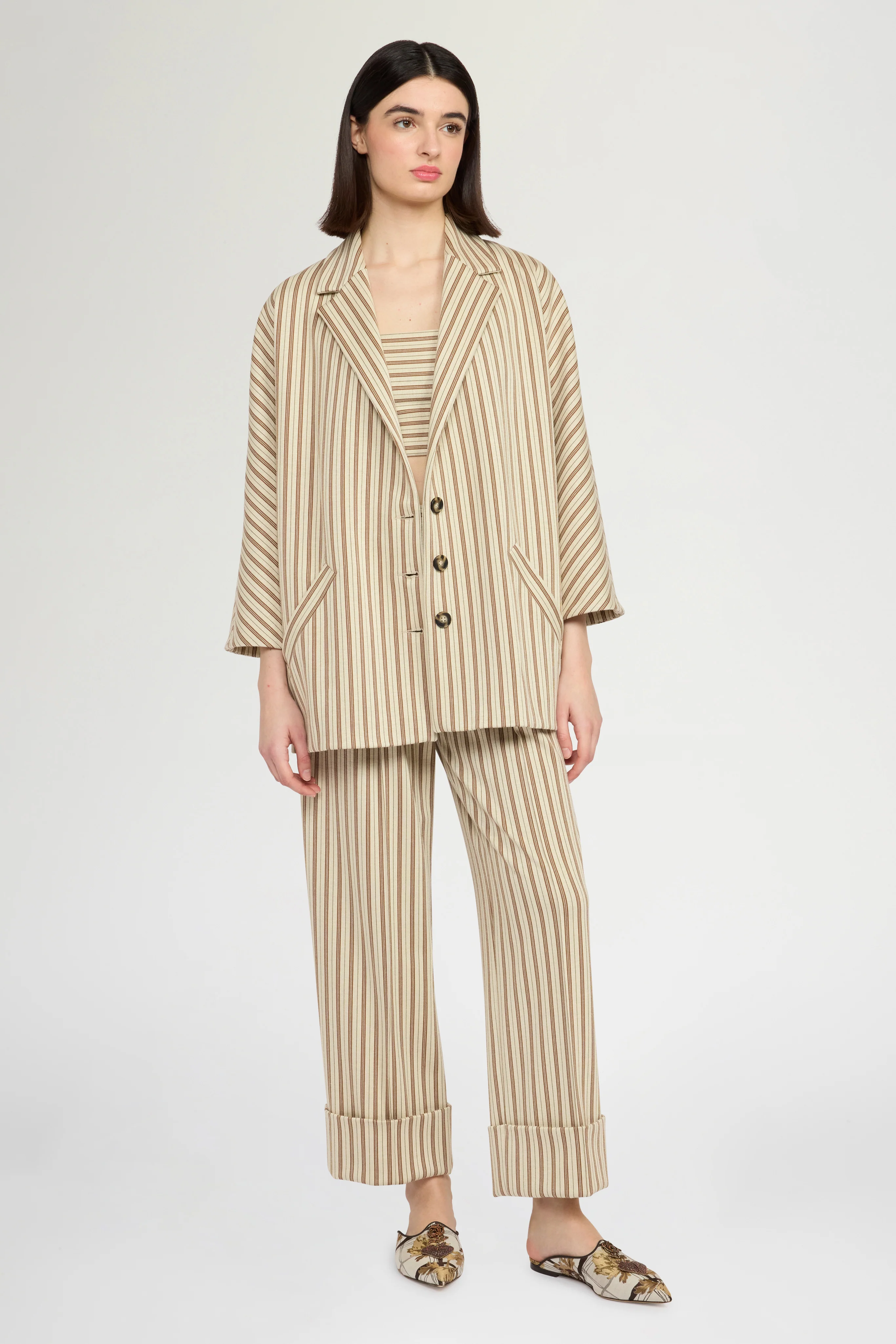 Single-Breasted Jersey Jacket with Stripes - Image 2
