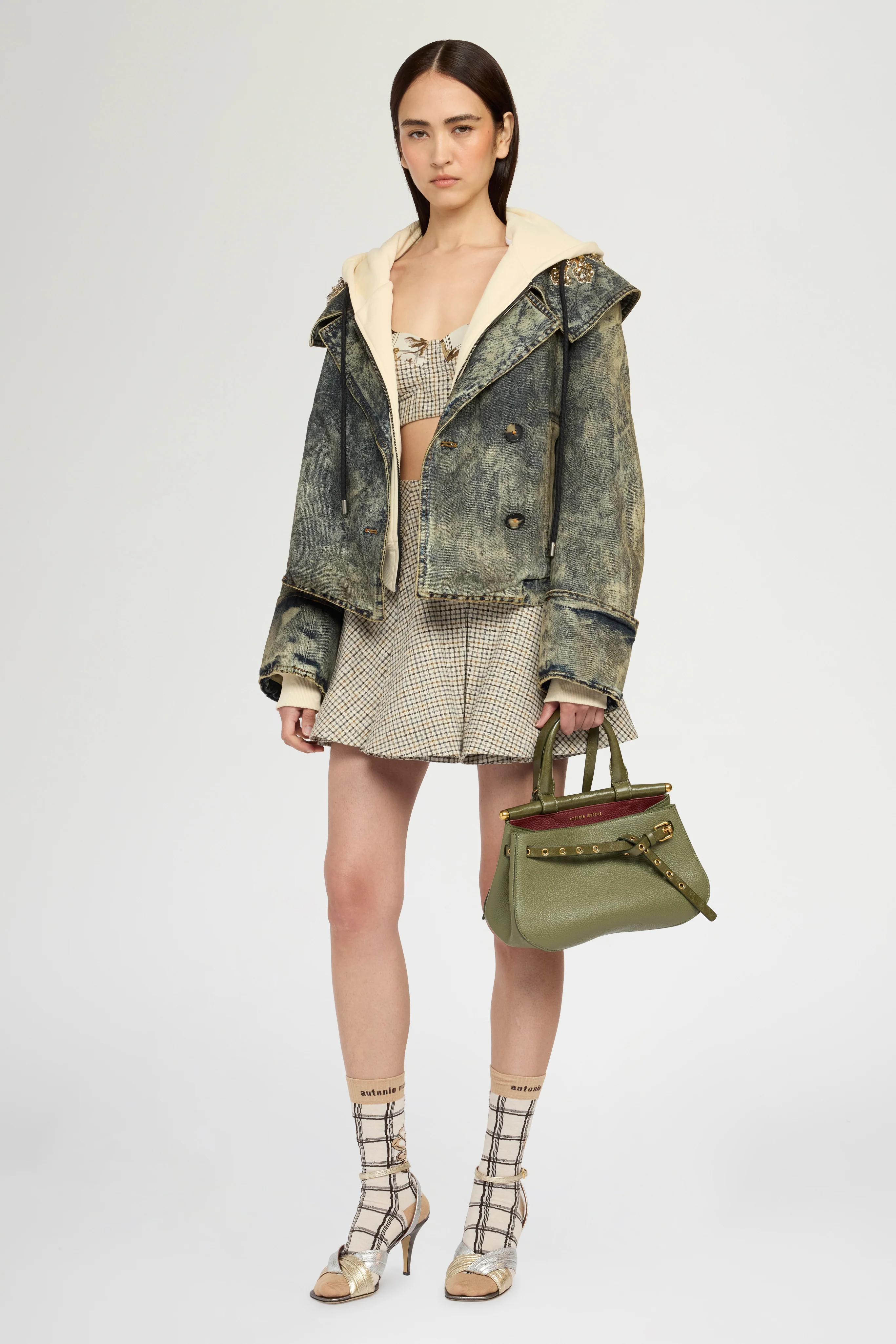 Wide Lapel Aviator Denim Jacket - Image 2