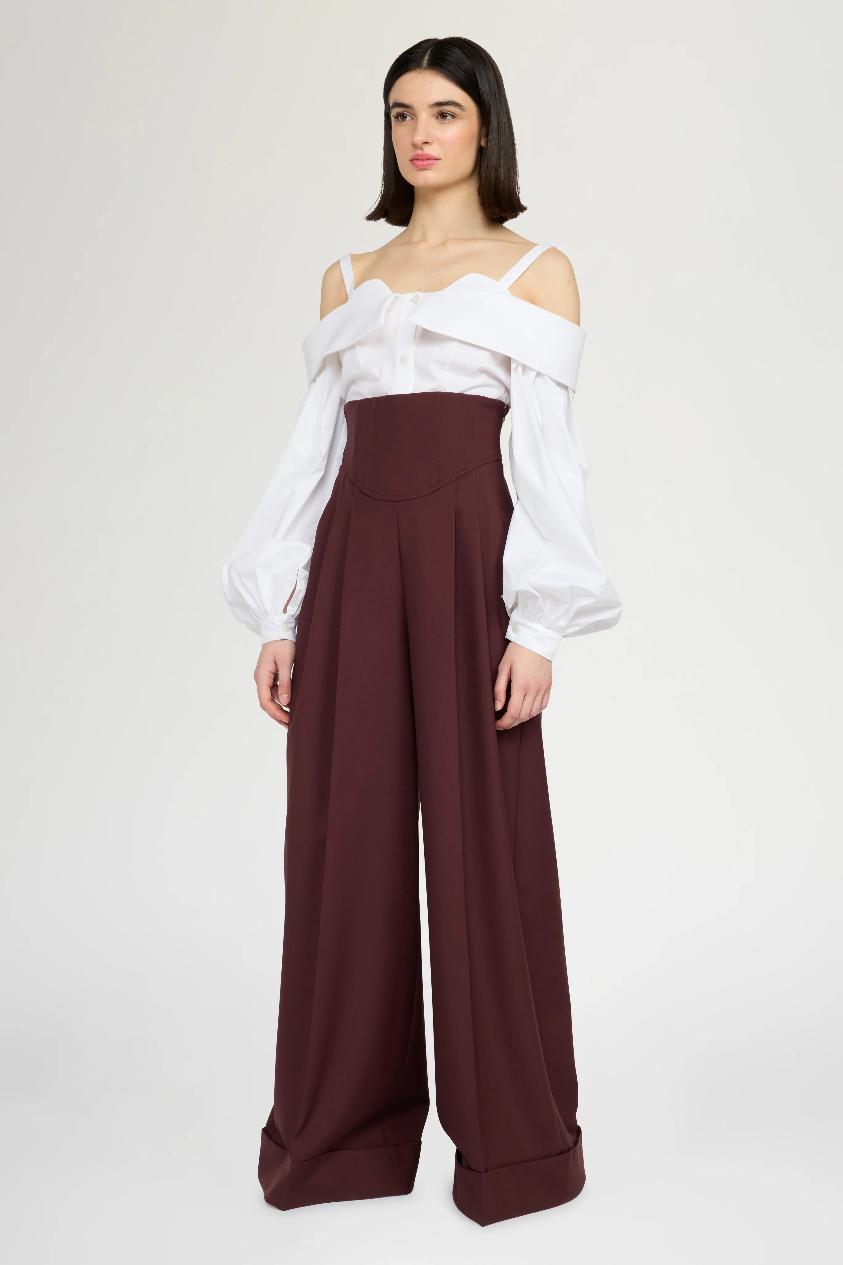Wide-Leg Trousers With Corset Waist - Image 2