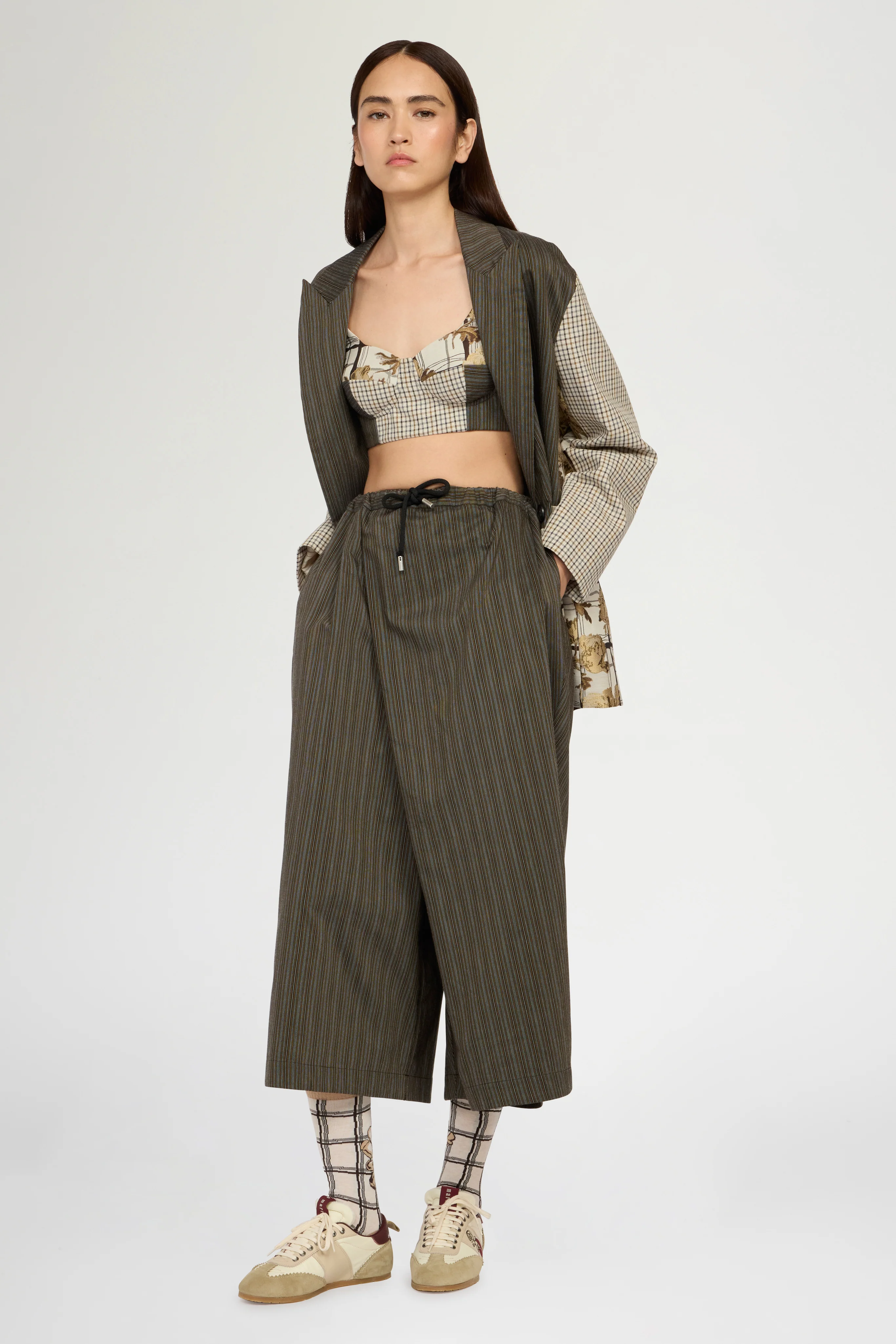 Wide Pinstripe Wrap Trousers - Image 2